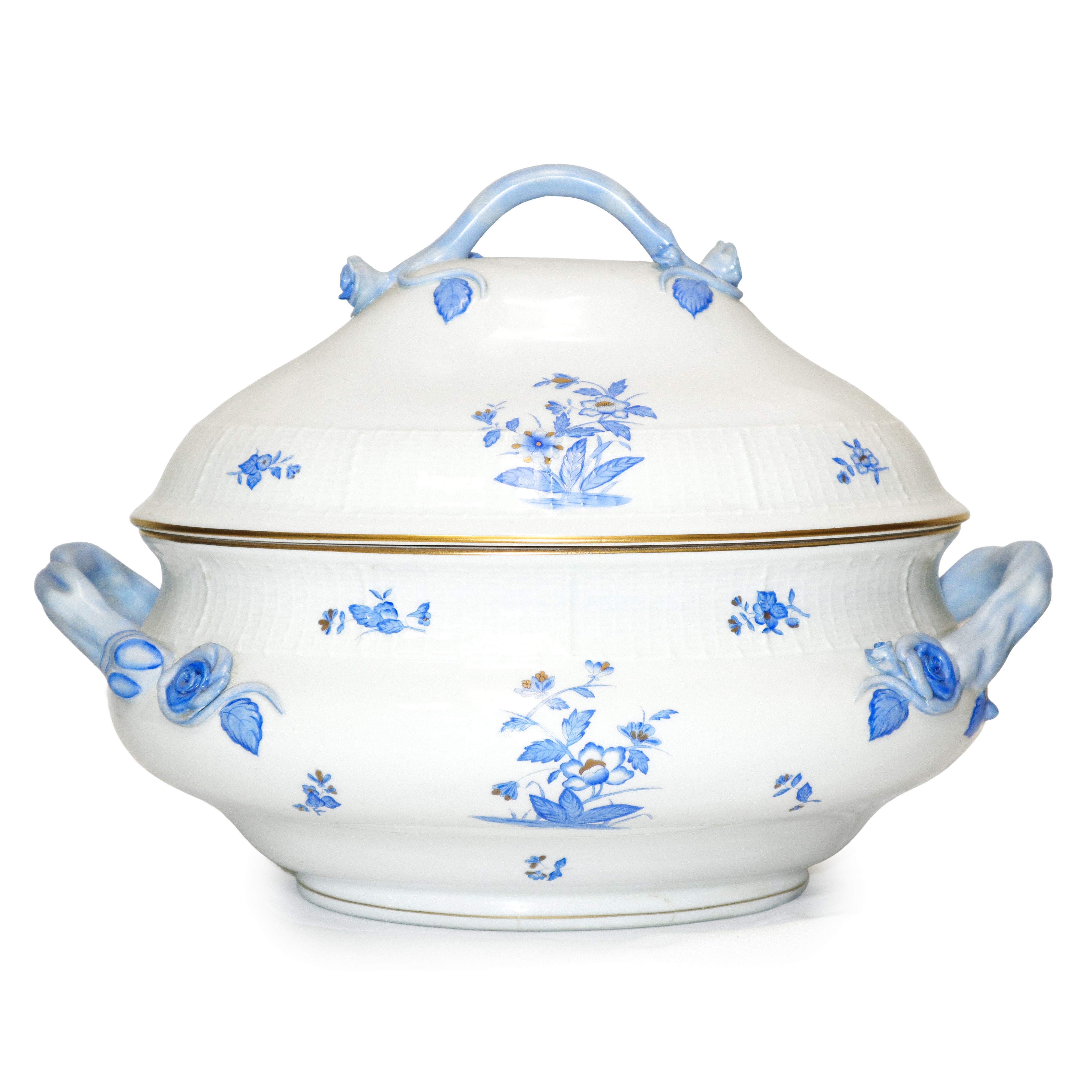 SERVIZIO DI PIATTI IN PORCELLANA BIANCA CON DECORO FLOREALE