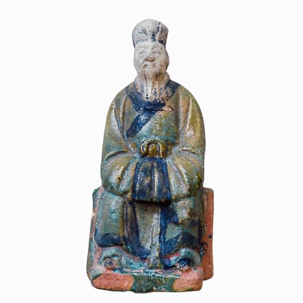 Figura in terracotta policroma dinastia Ming