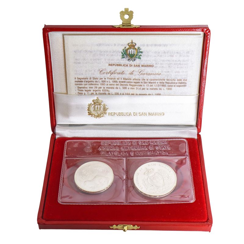 Dittico di monete d'argento a corso legale