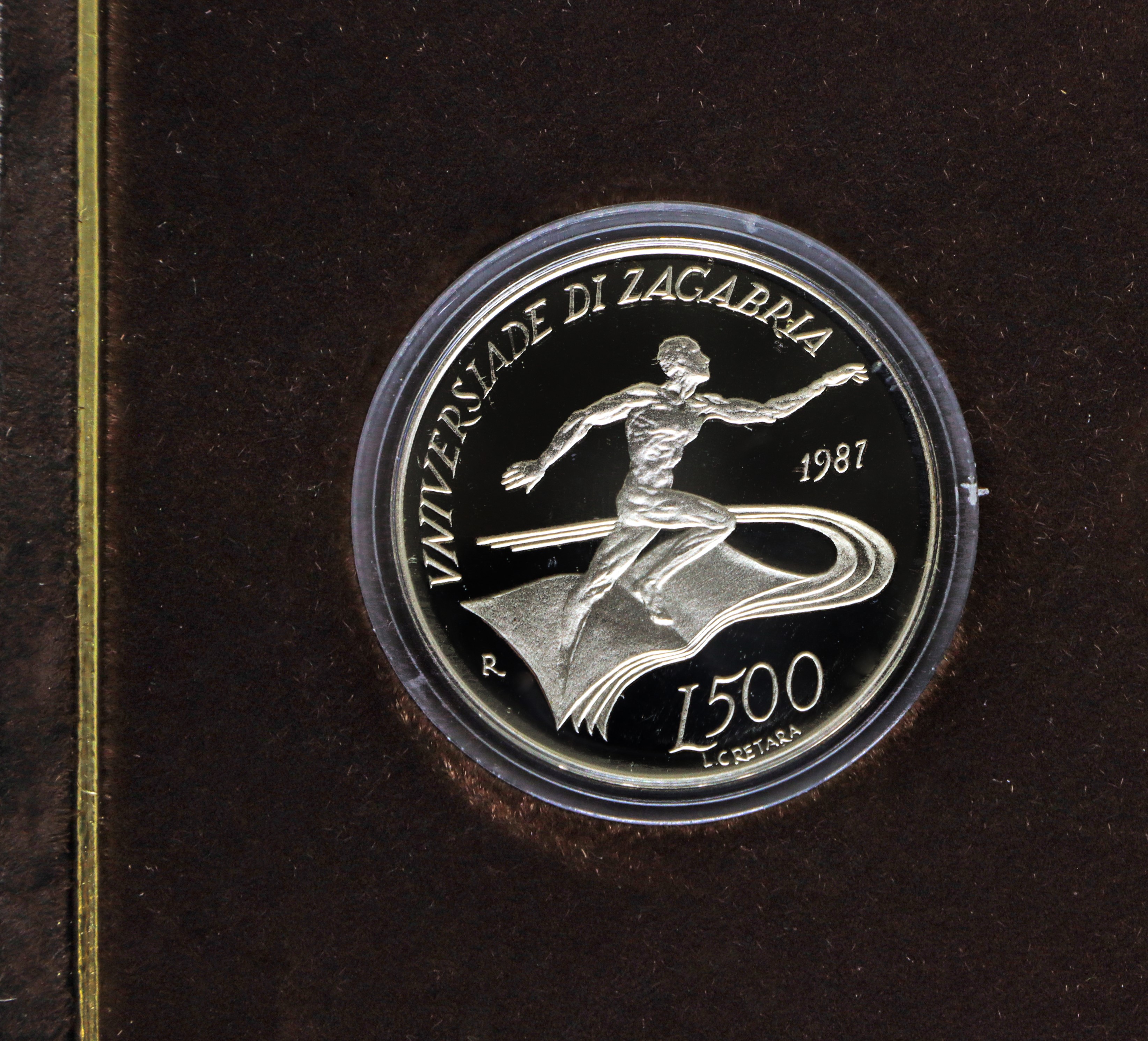 Dittico di monete d'argento a corso legale celebrative delle Universiadi di Zagabria