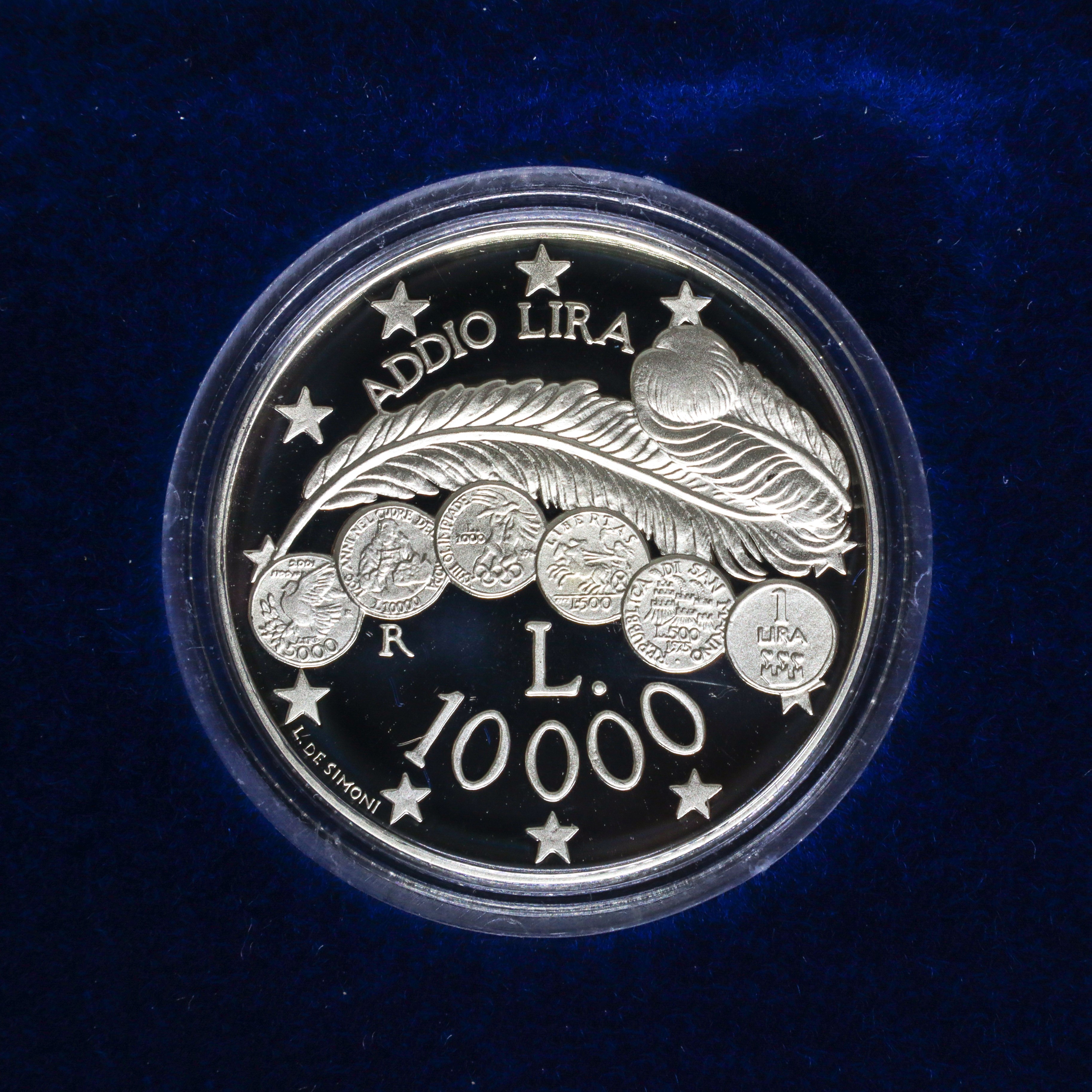 "ADDIO LIRA", Monete d'argento celebrative