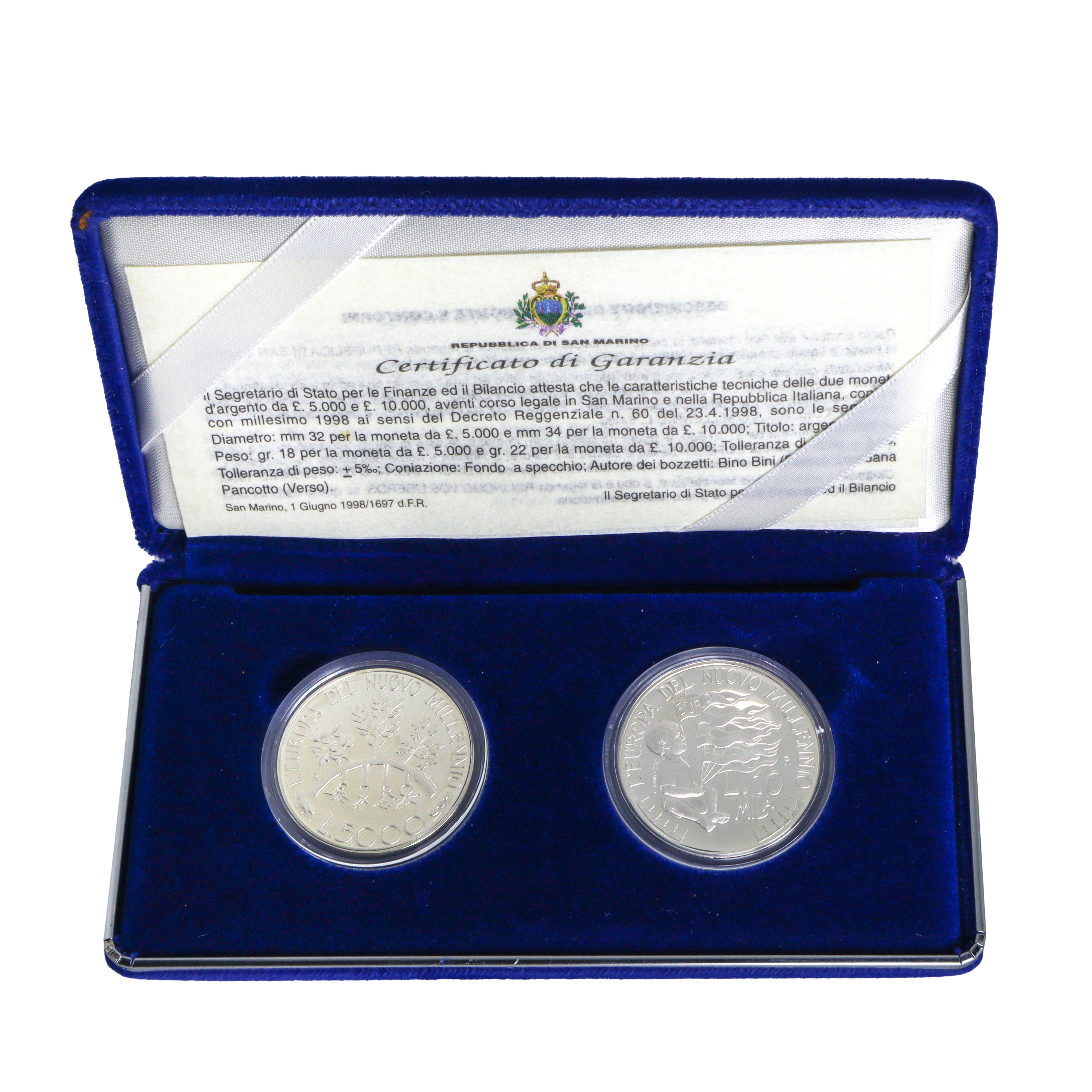 L'Europa verso il terzo millennio, monete d'argento celebrative