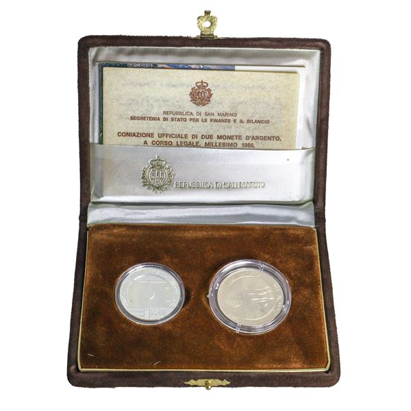 Diptych of legal tender silver coins commemorating the football world championships