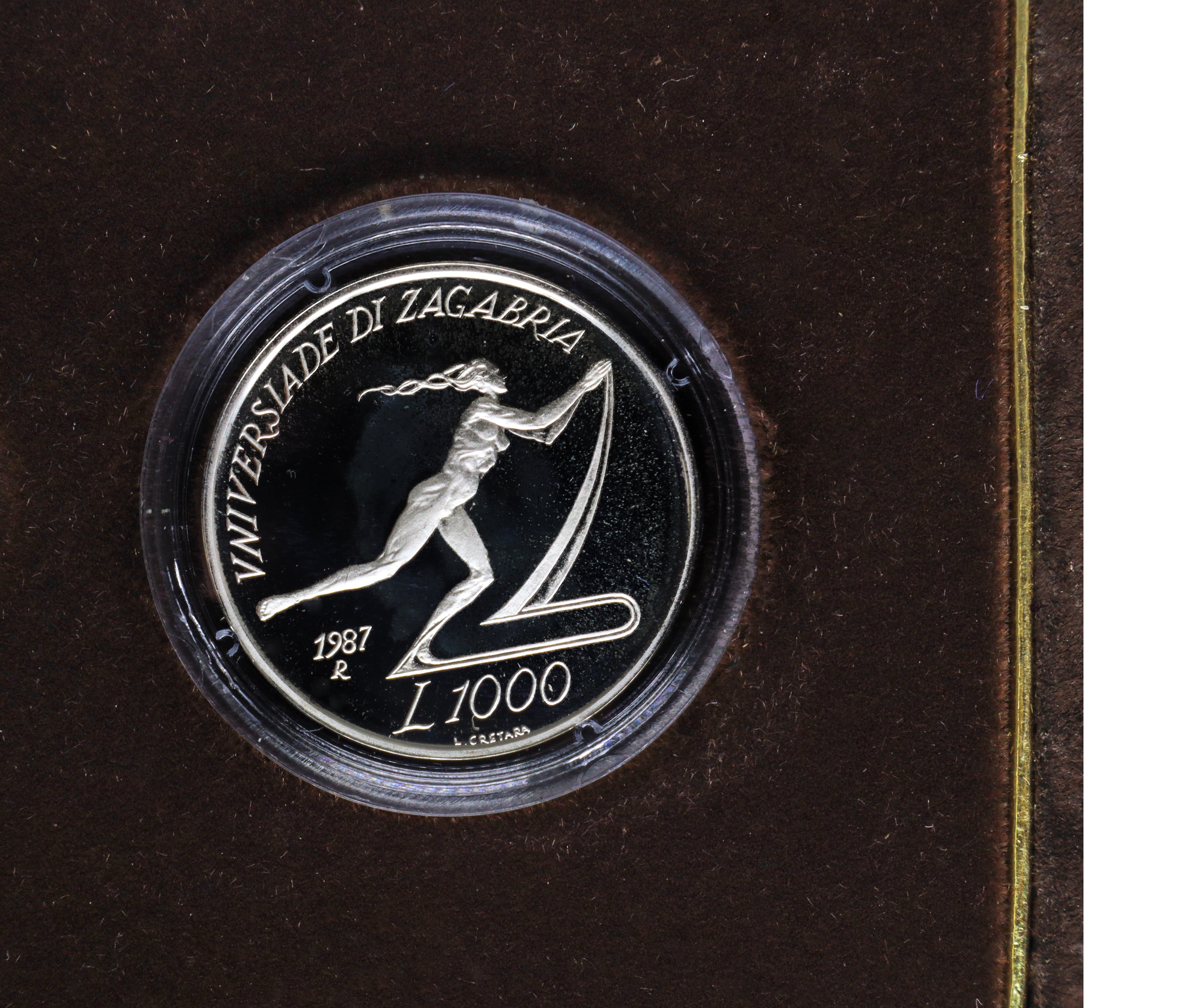 Dittico di monete d'argento a corso legale celebrative delle Universiadi di Zagabria