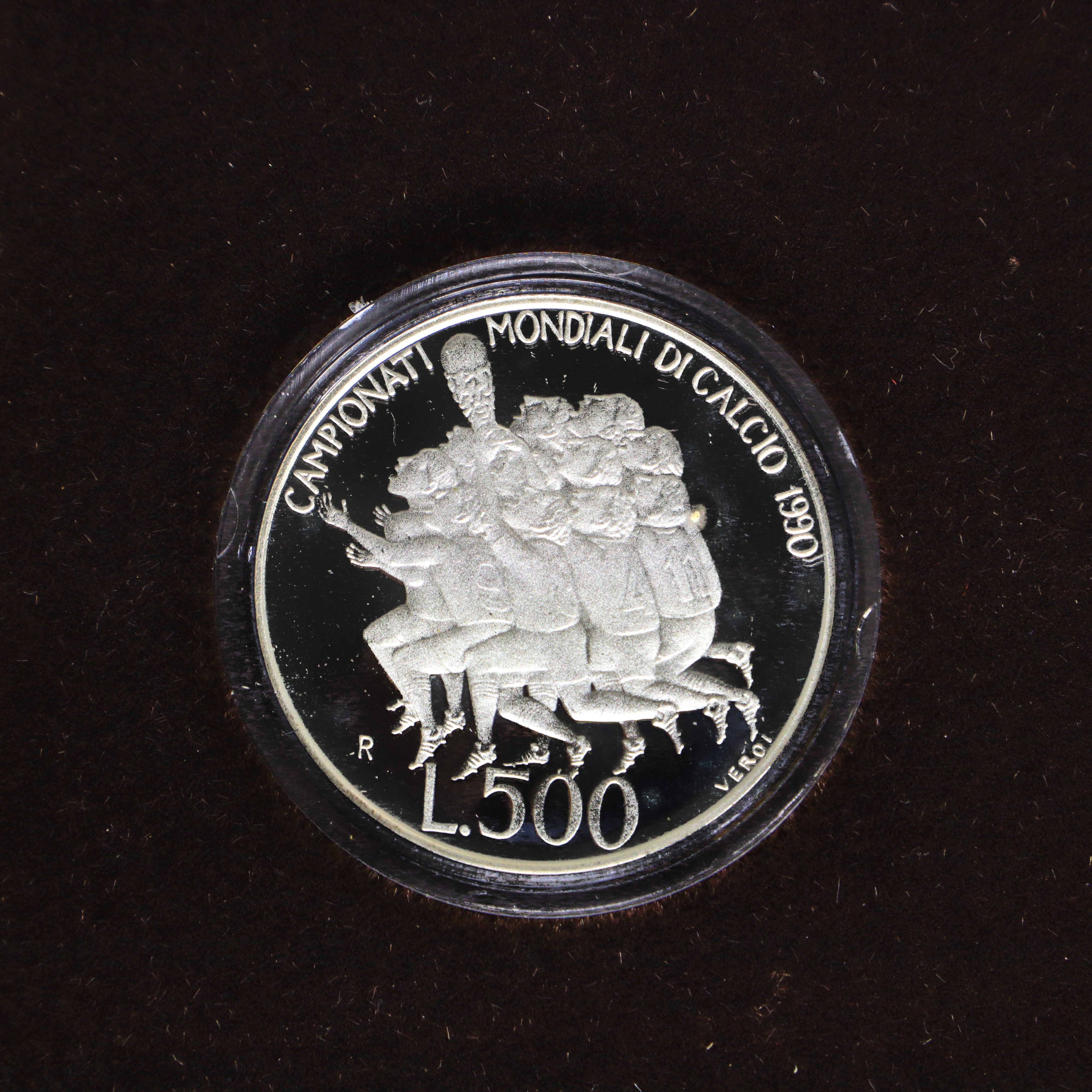 Dittico di monete d'argento a corso legale celebrative del campionato mondiale di calcio