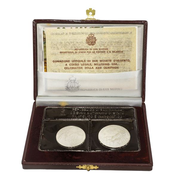 Diptych of silver coins in legal tender of the XXIII Olympiad