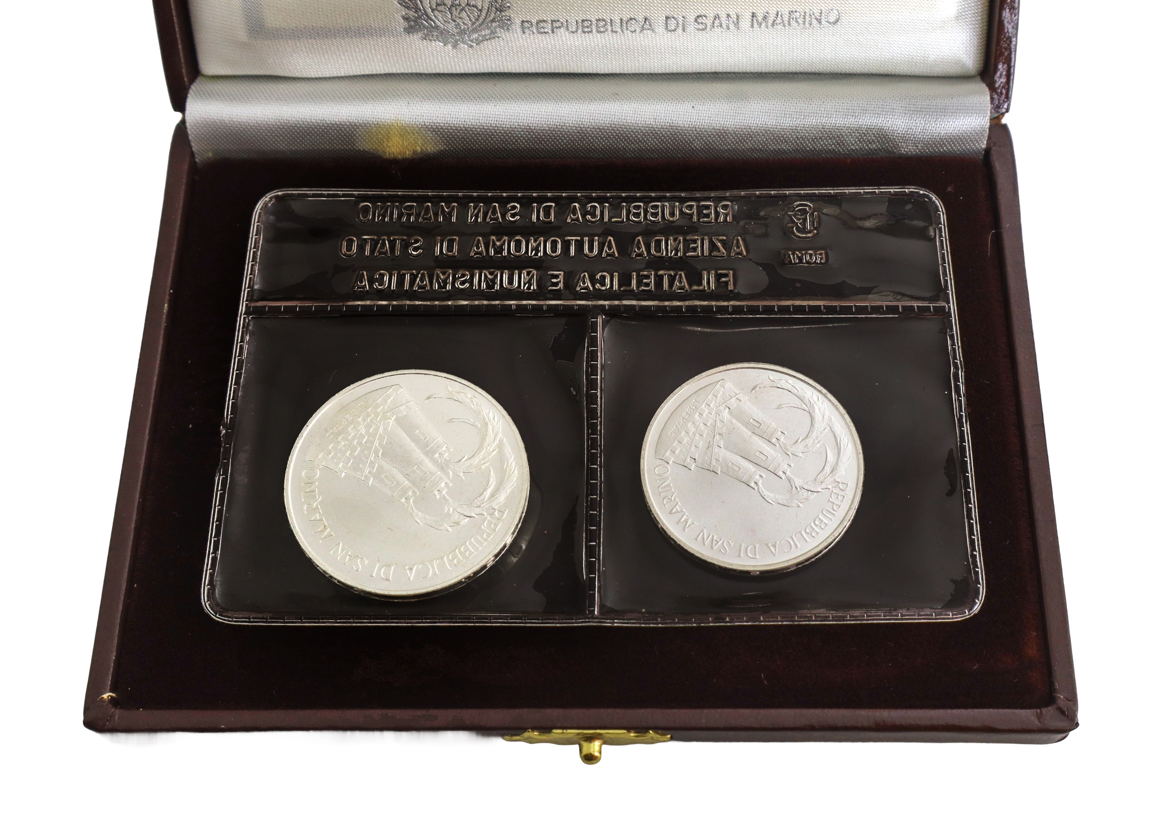 Dittico di monete d'argento in corso legale della XXIII olimpiade