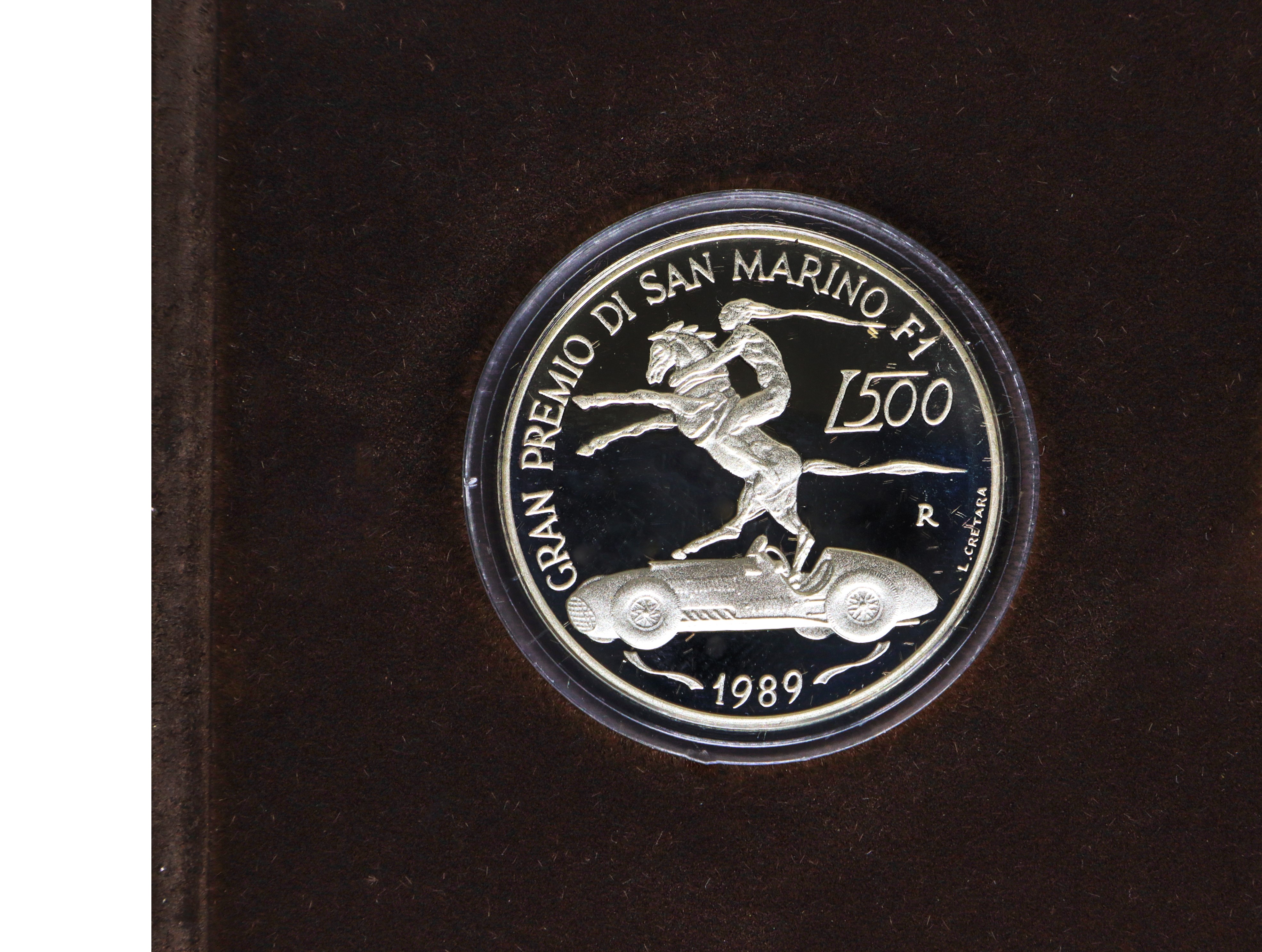 Dittico di monete d'argento a corso legale celebrative del Gran Premio San Marino di Formula Uno