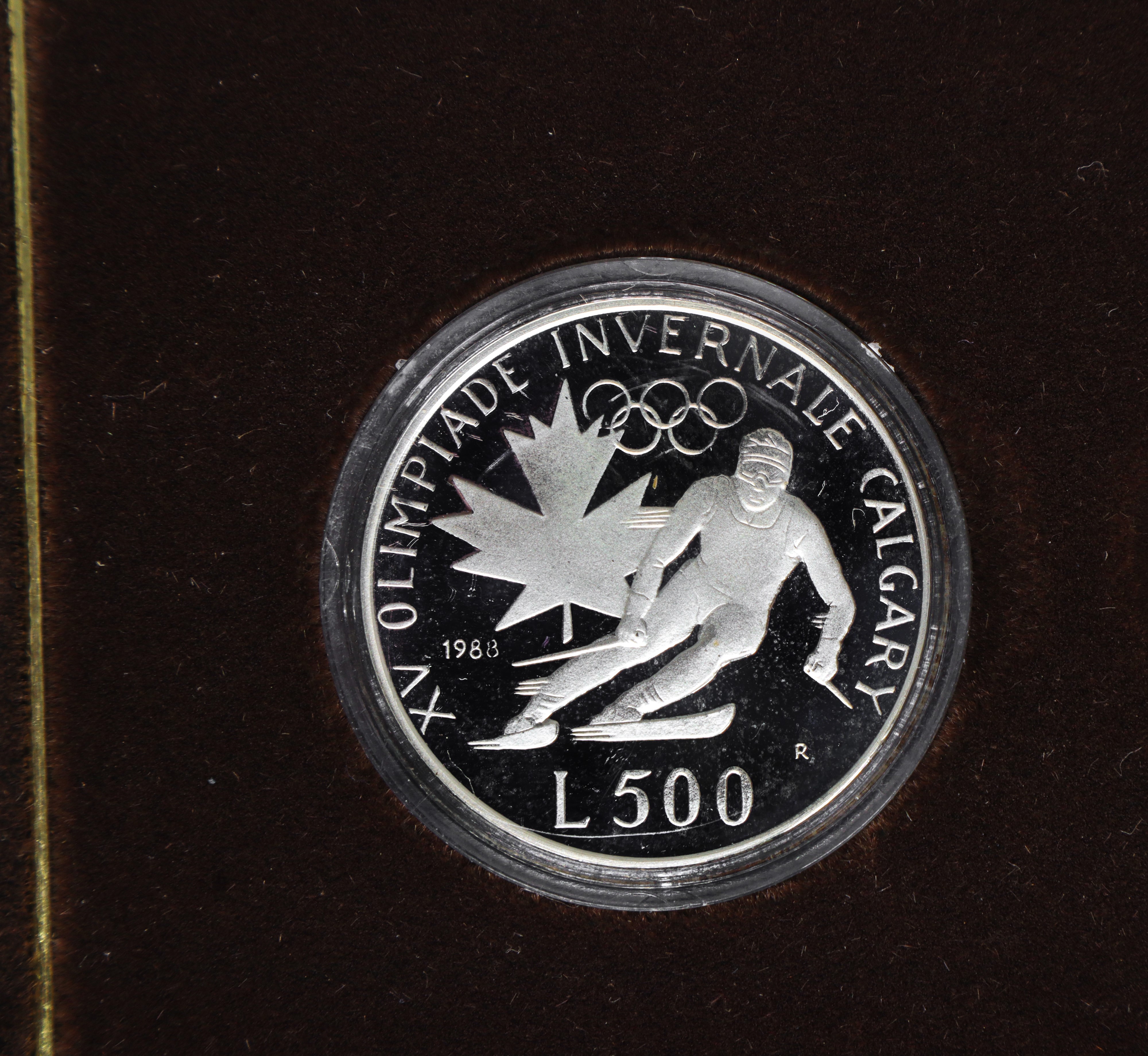 Dittico di monete d'argento a corso legale celebrative della XV Olimpiade invernale di Calgary e ...