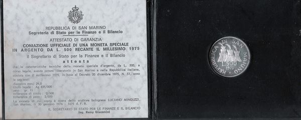 Official minting of a special 500 Lire silver coin bearing the year 1975