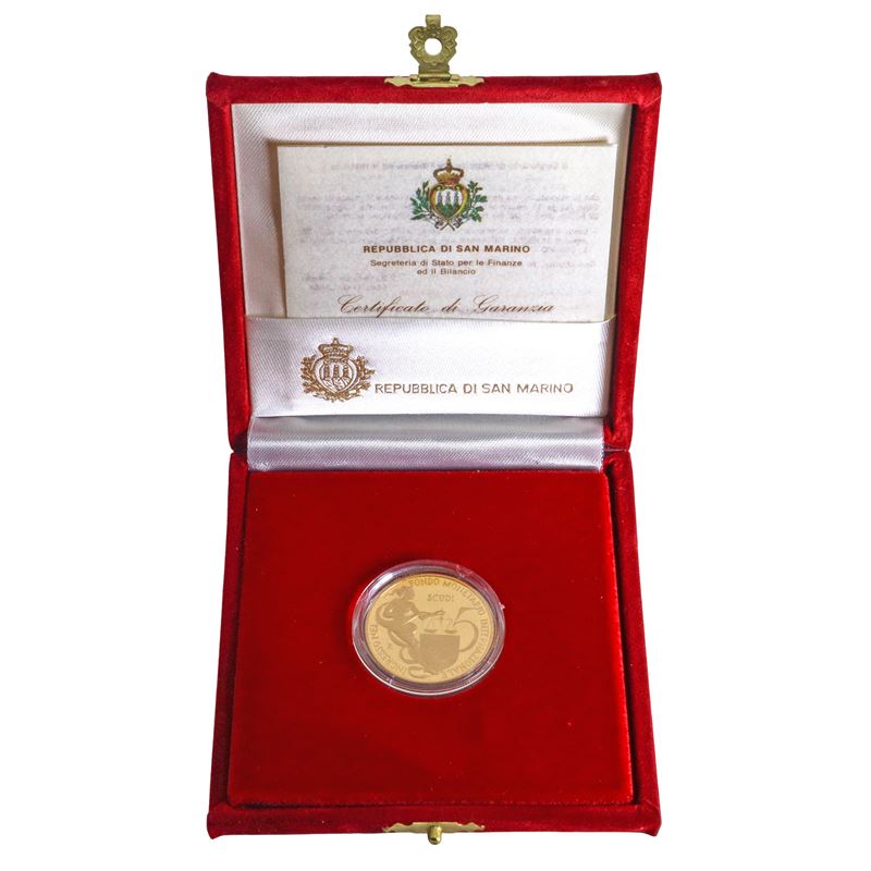 Moneta d'oro a corso legale 5 Scudi