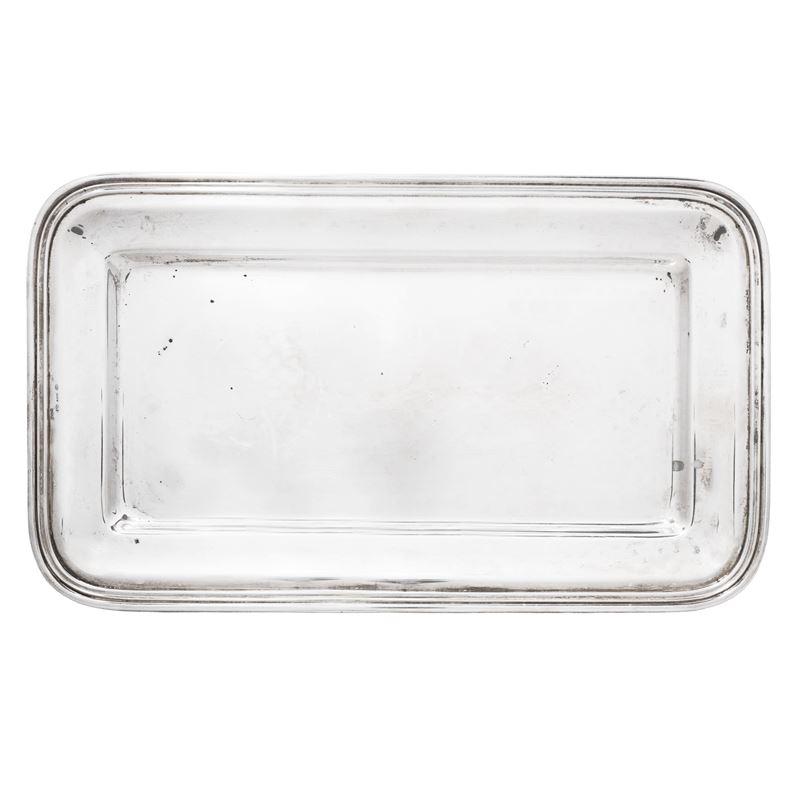 Vassoio rettangolare in argento 800