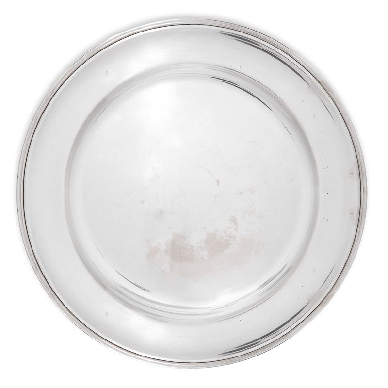 Vassoio rotondo in argento 800