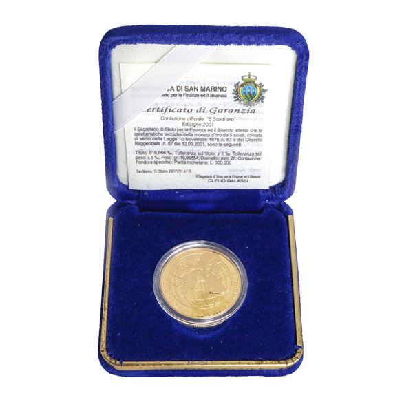Legal tender gold coin 5 Scudi