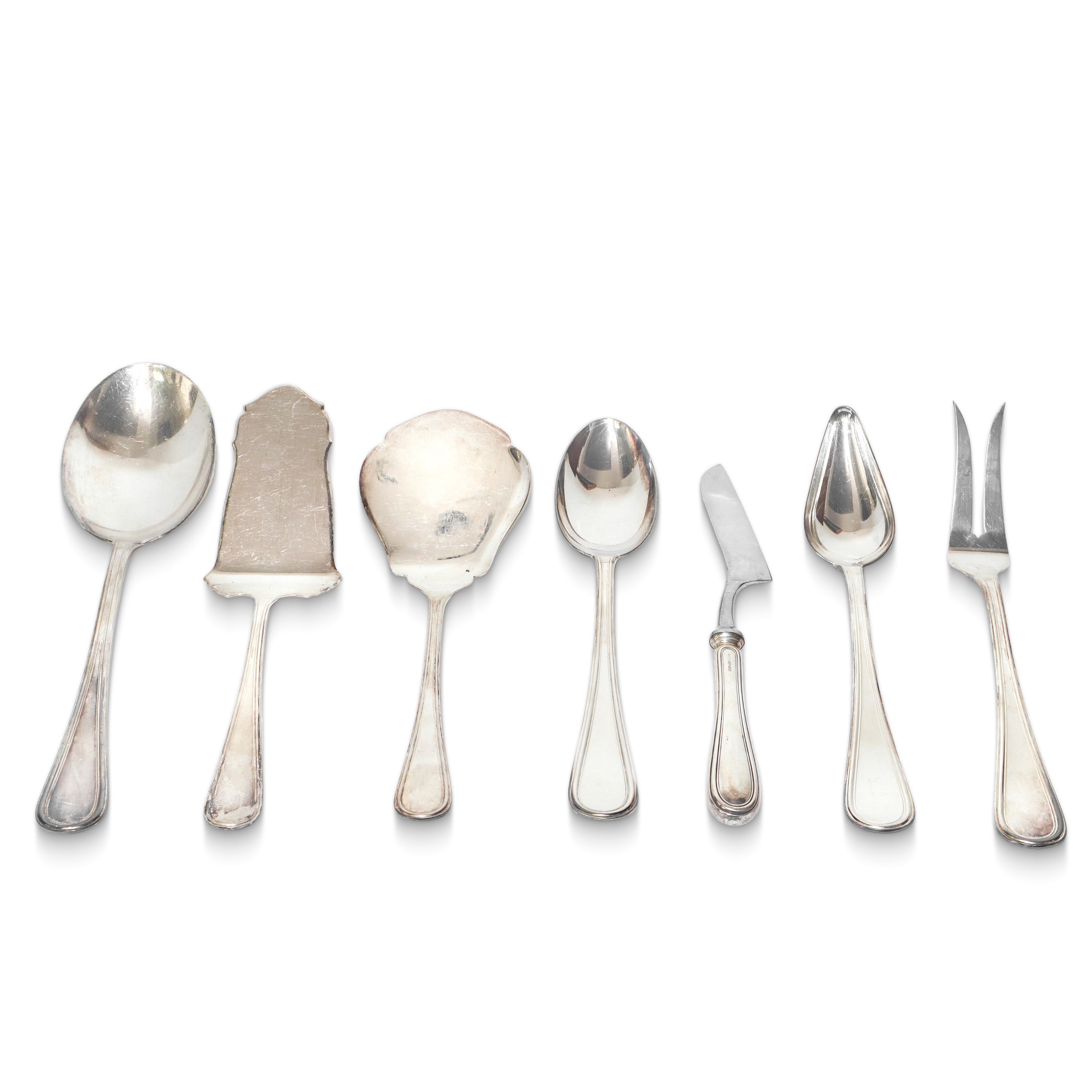 Gruppo di posate da portata da assortite in argento 800