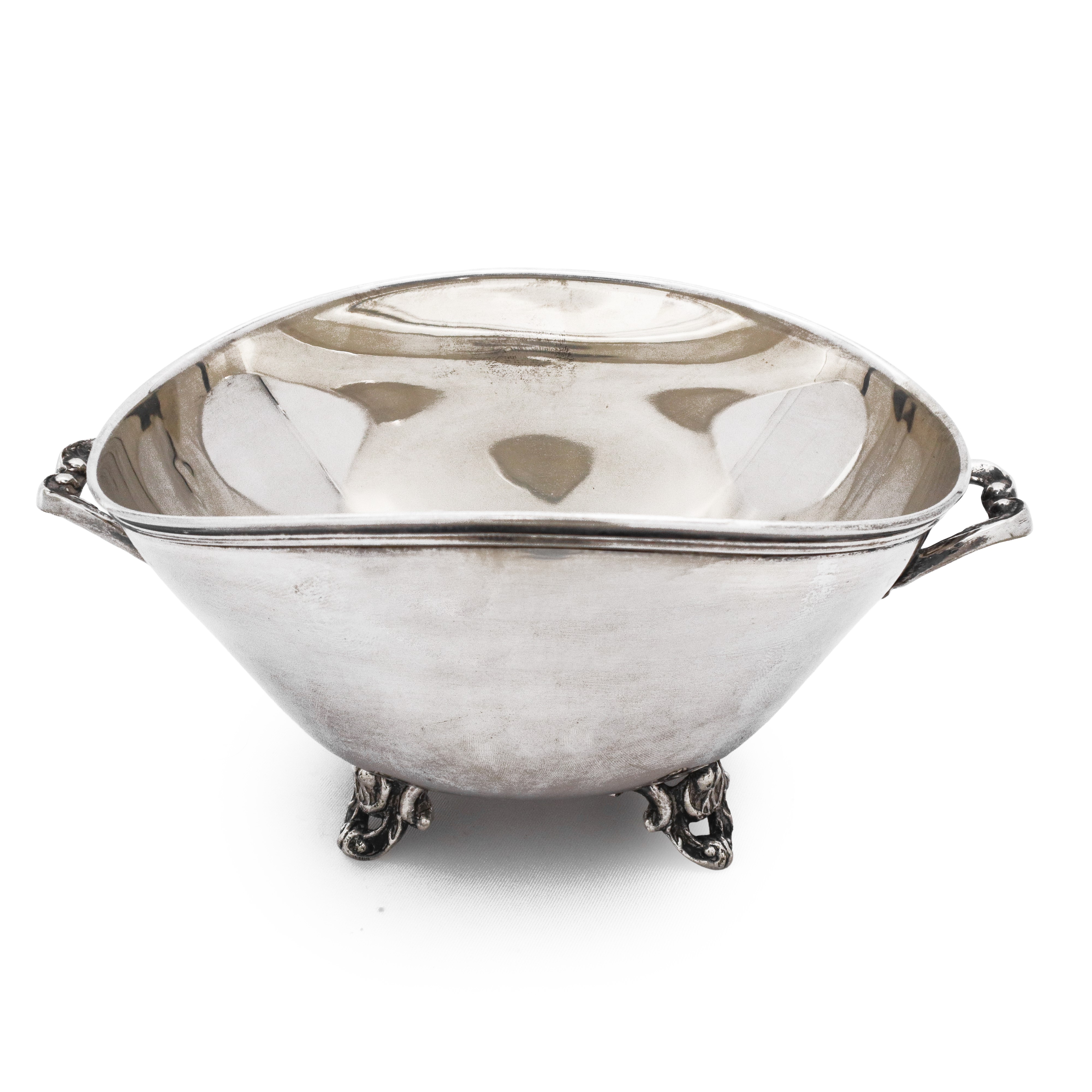 Piccola alzata ovale in argento 800 con piedini