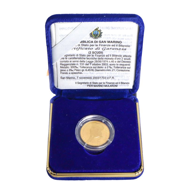 500° Anniversario nascita di Nostradamus 2 scudi moneta d'oro a corso legale