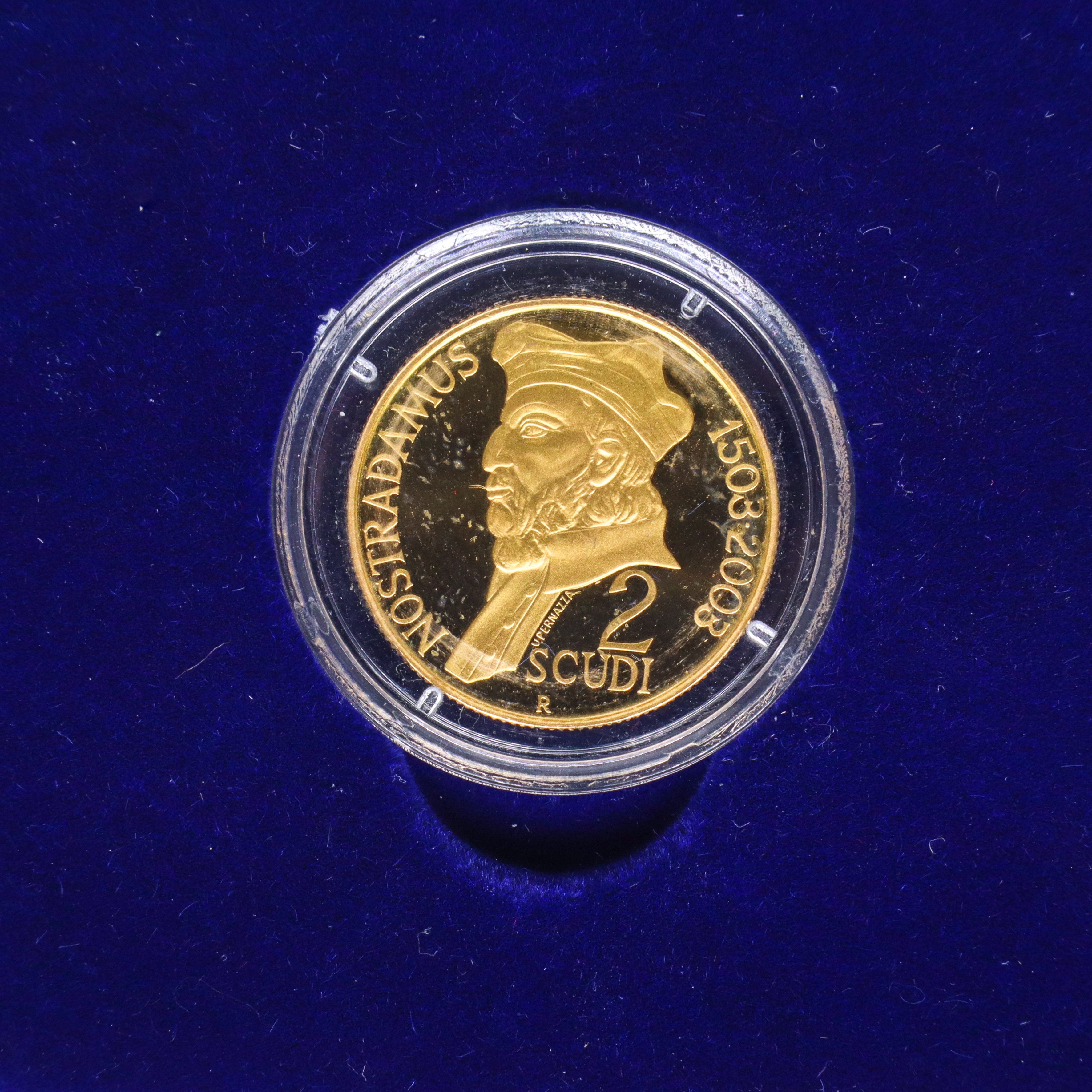 500° Anniversario nascita di Nostradamus 2 scudi moneta d'oro a corso legale