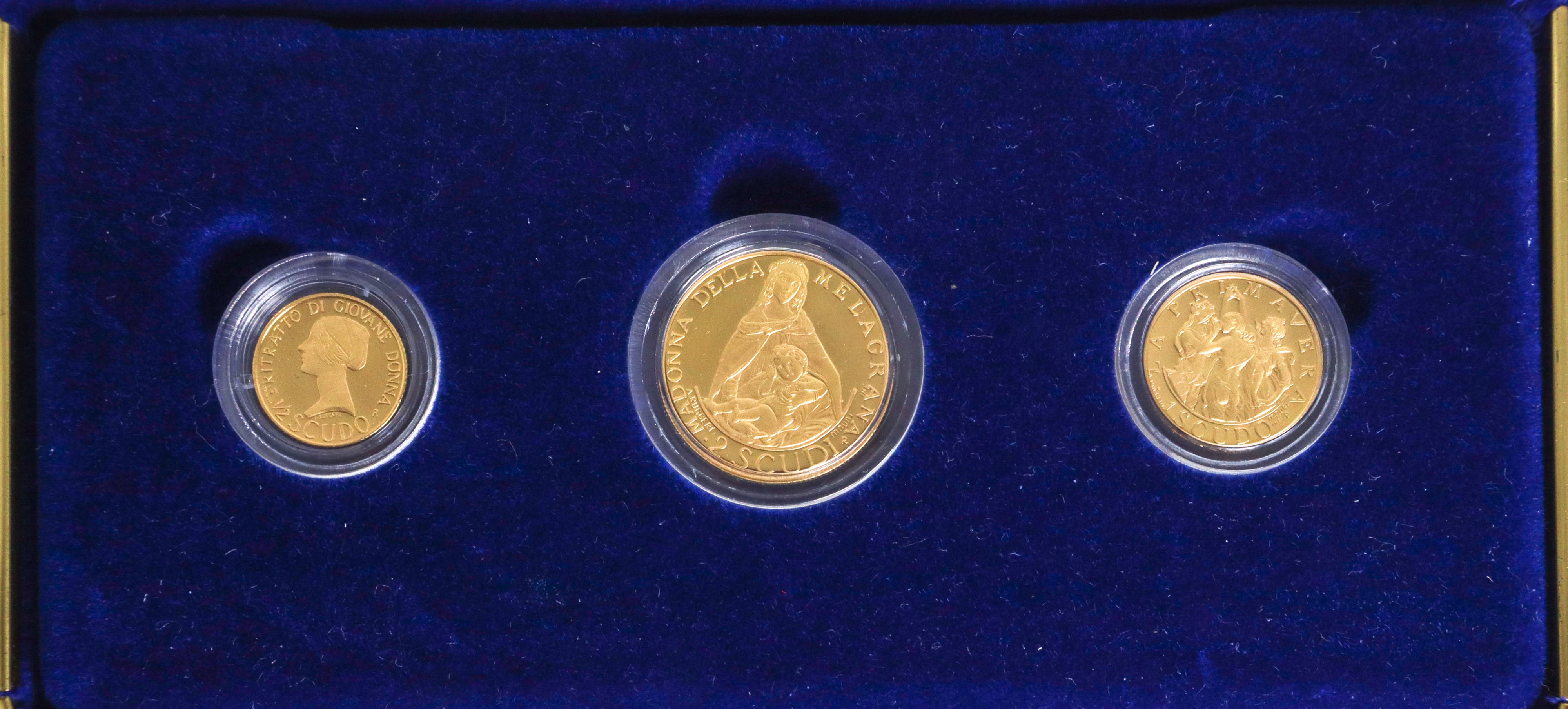 Coniazione di scudi d'oro dello stato a corso legale 1/2- 1 e 2 scudi