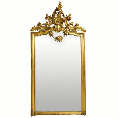 Specchiera in Legno Dorato Luigi Filippo con Cimasa