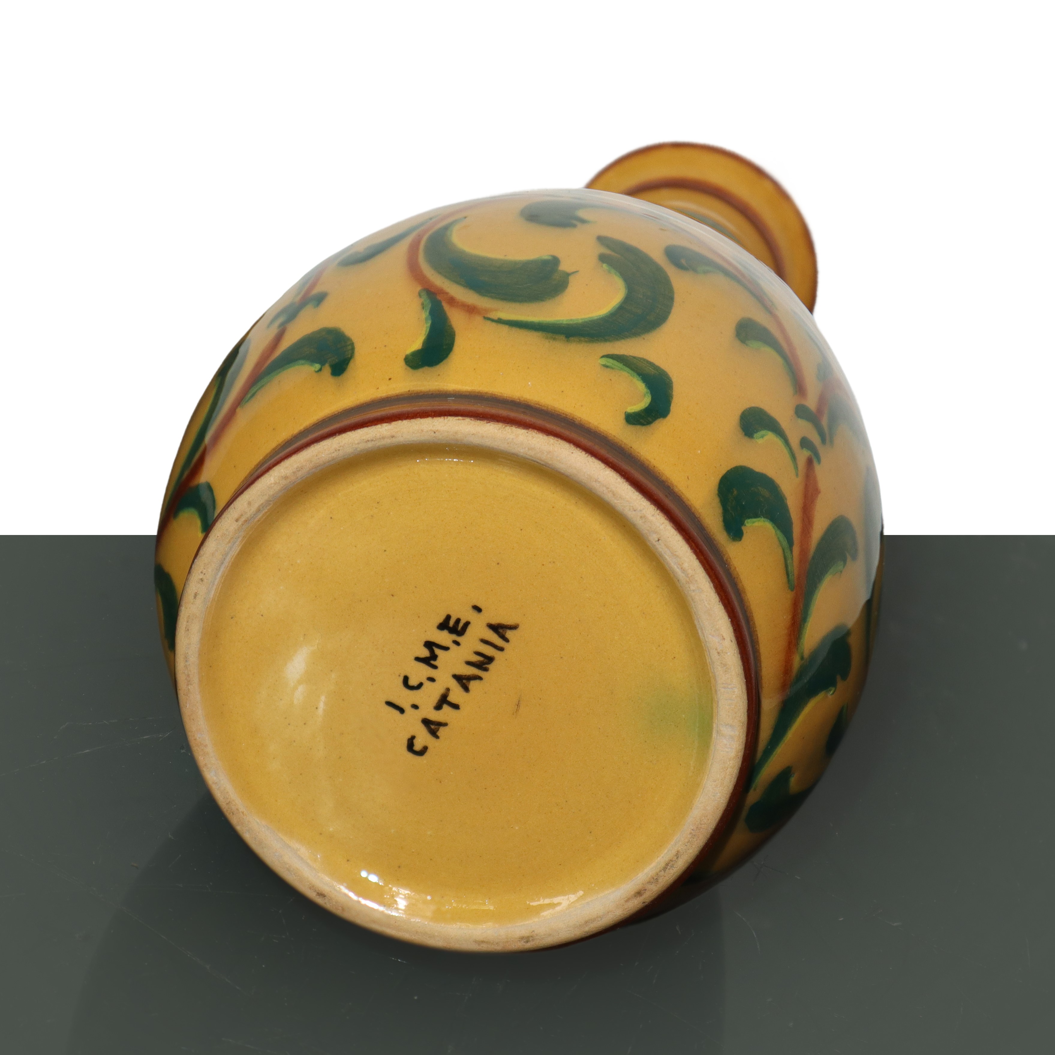 I.C.M.e. Catania Ceramiche - Vaso in ceramica nei toni del giallo, altezza 21 cm