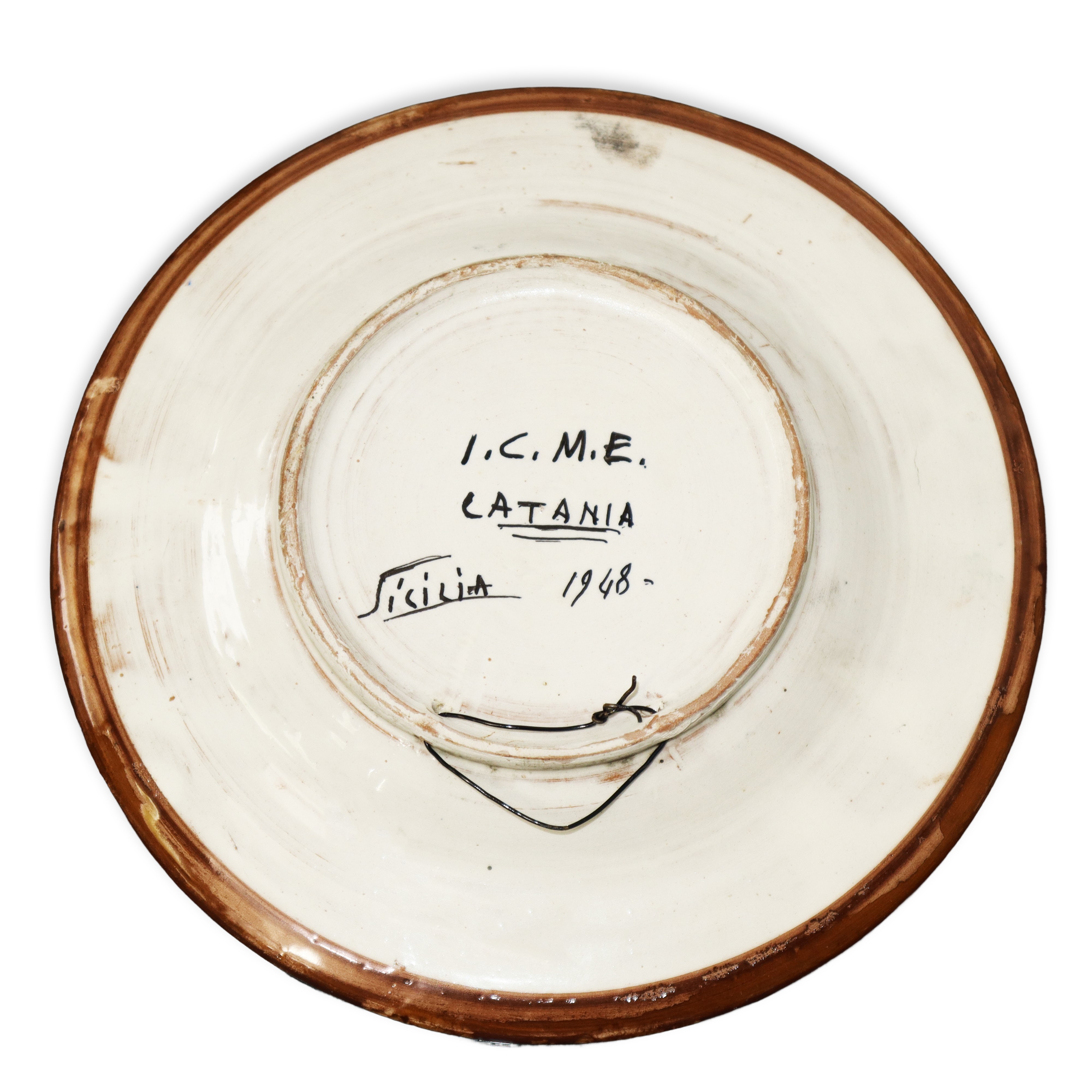 I.C.M.e. Catania Ceramiche - Due piattini in ceramica con trinacria, 1948