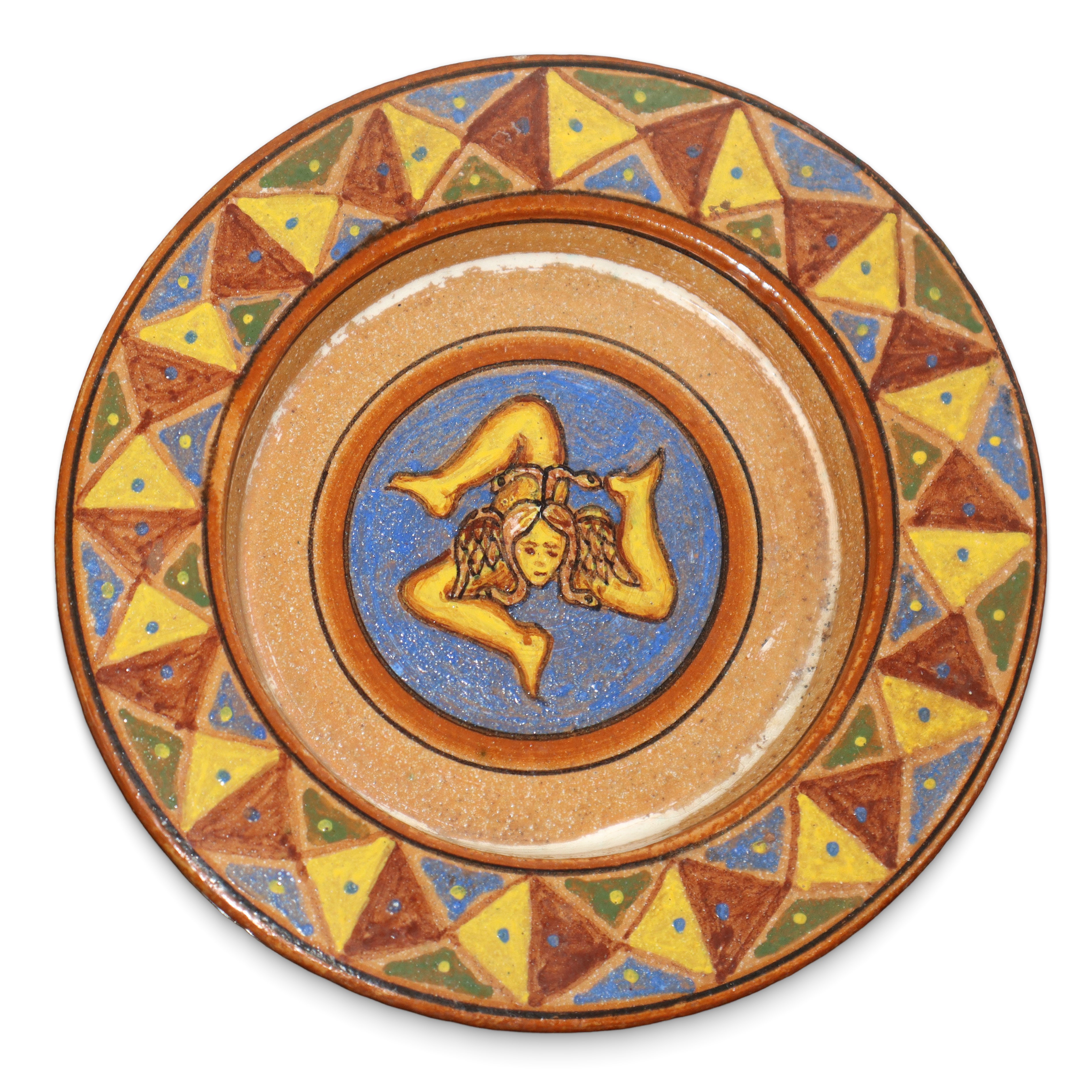 I.C.M.e. Catania Ceramiche - Due piattini in ceramica con trinacria, 1948