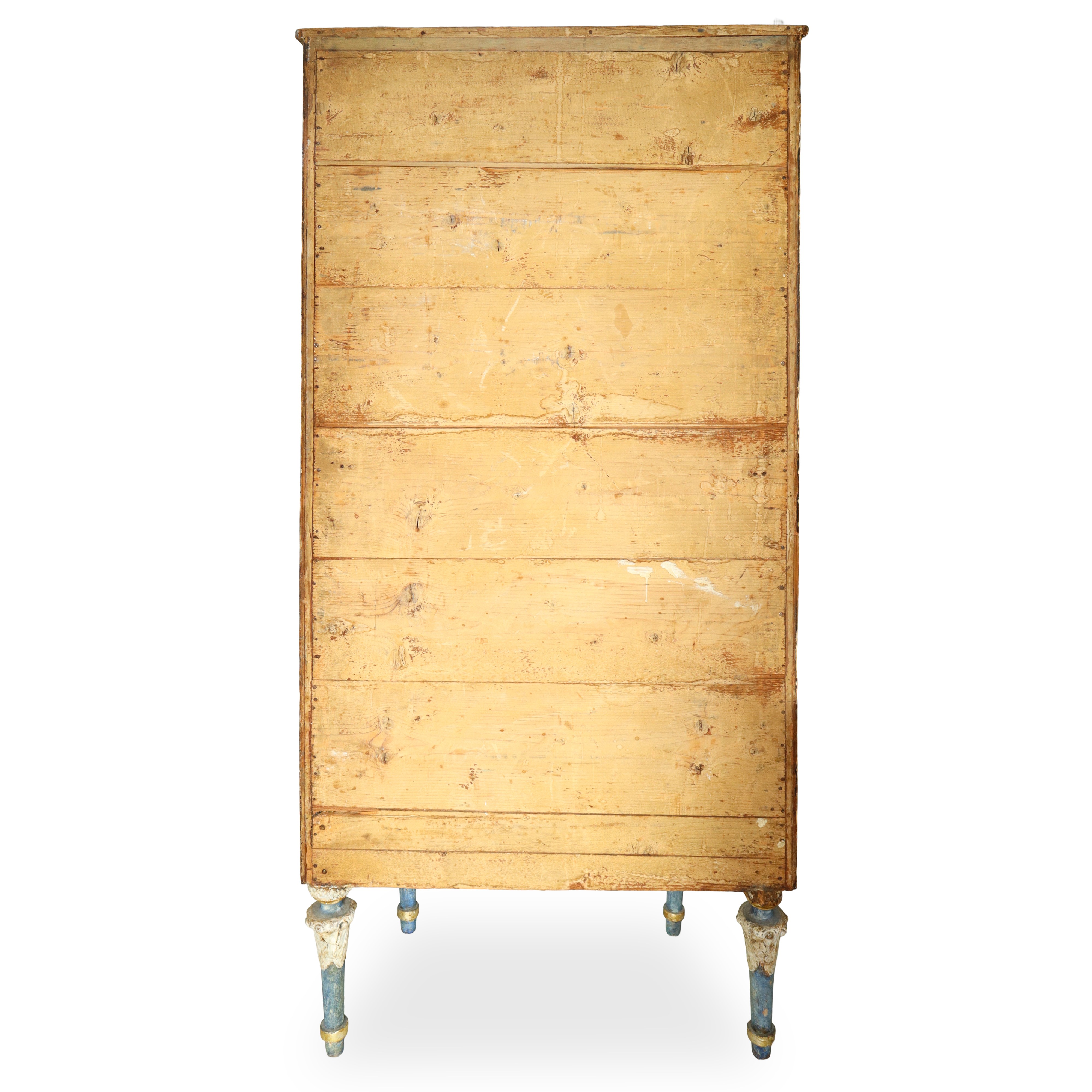 Vetrina laccata nei toni dell'azzurro, bianco e dorato