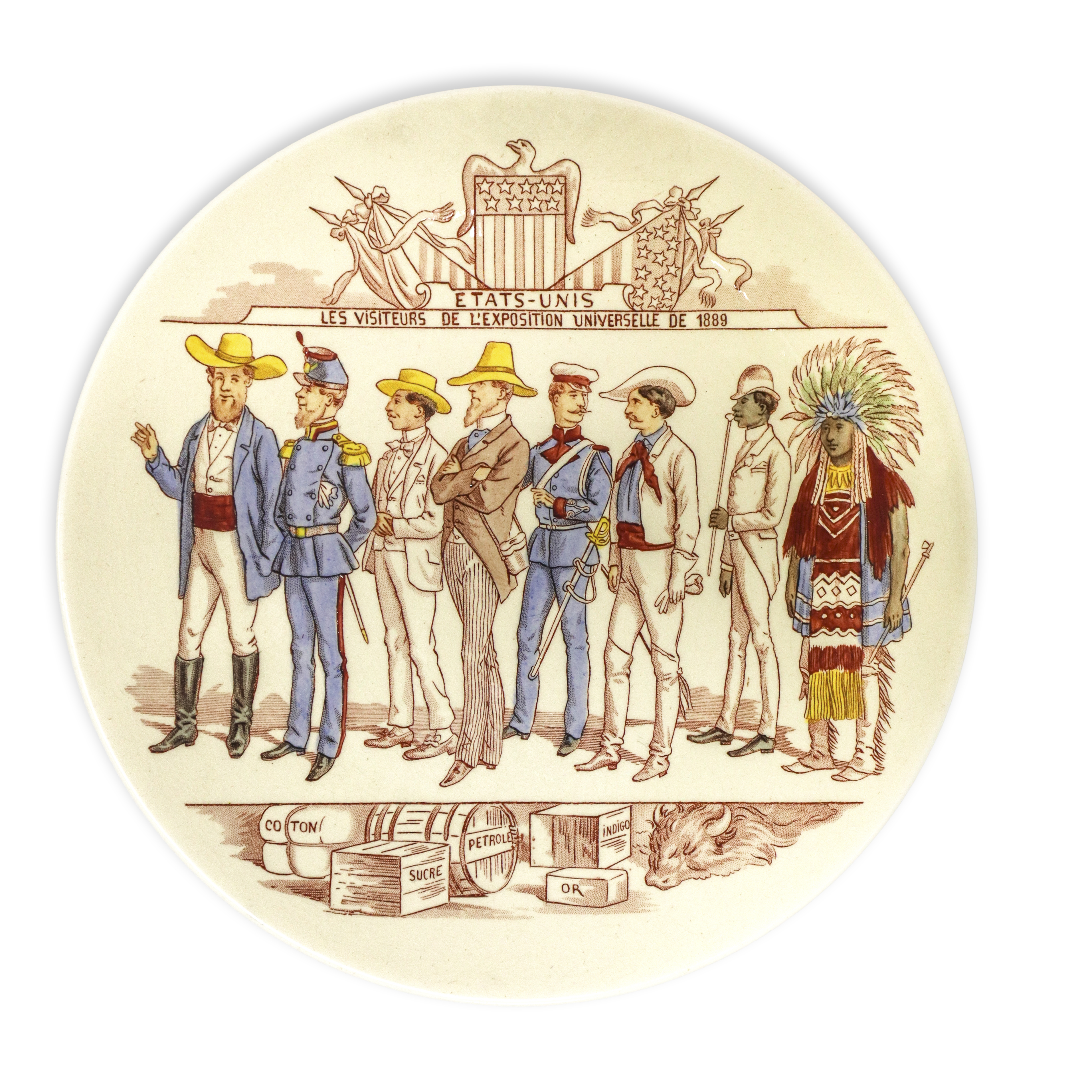 Sarreguemines - Set di dieci piatti decorativi da muro “Les Visiteurs de l’Exposition Universelle...