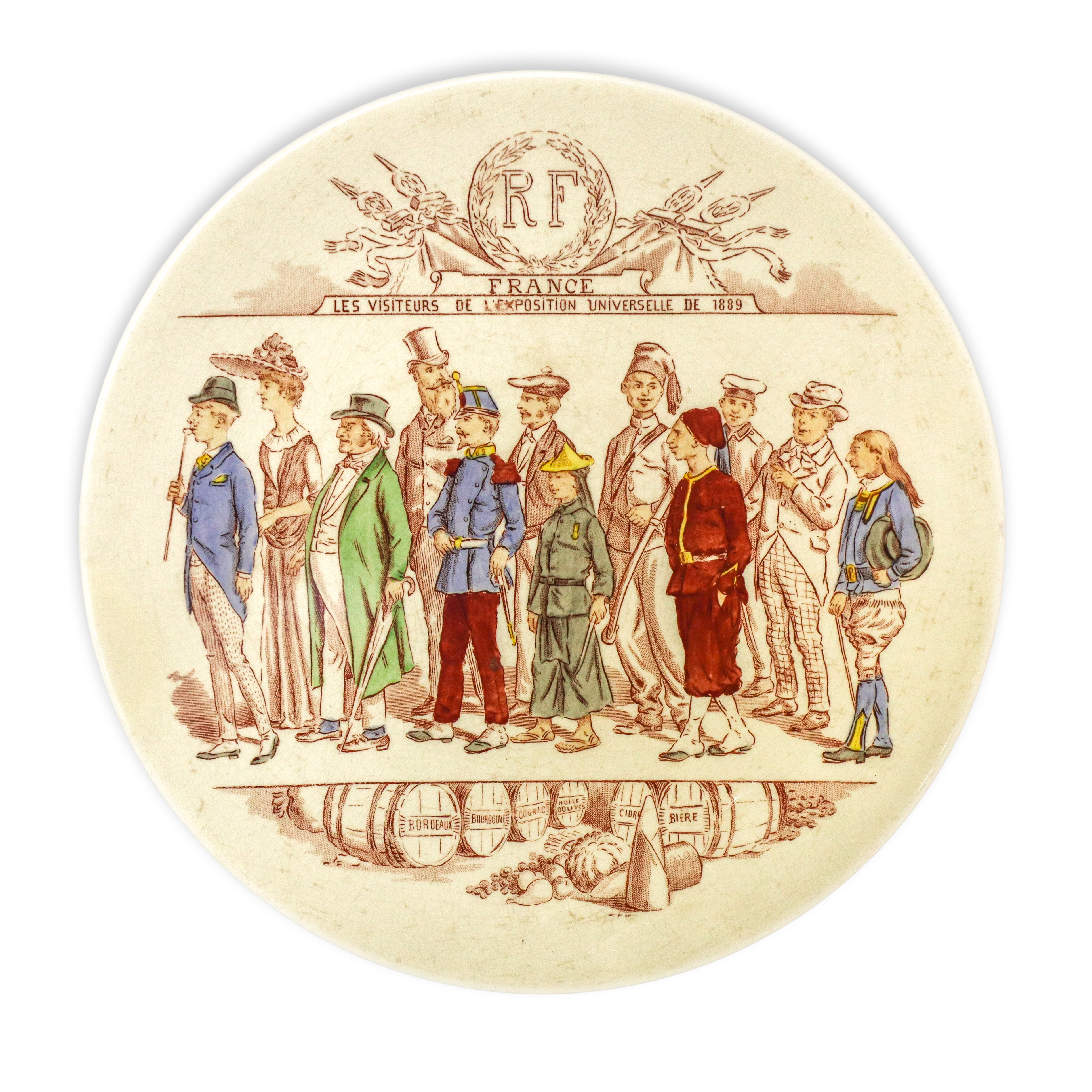 Sarreguemines - Set di dieci piatti decorativi da muro “Les Visiteurs de l’Exposition Universelle...