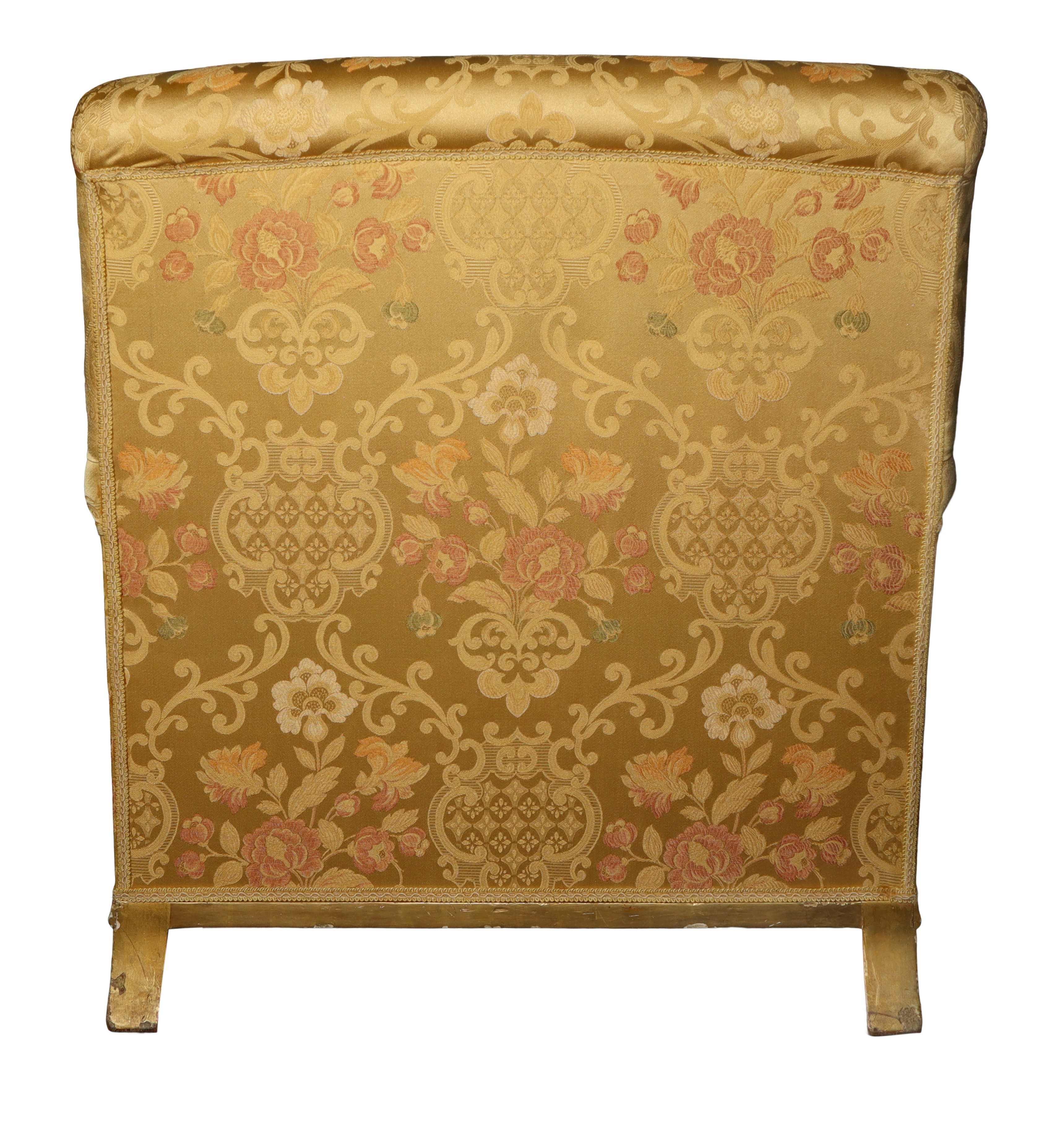Poltrona in tessuto damascato dorata