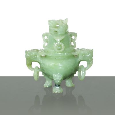 Portaprofumi in giada verde, h 10 cm