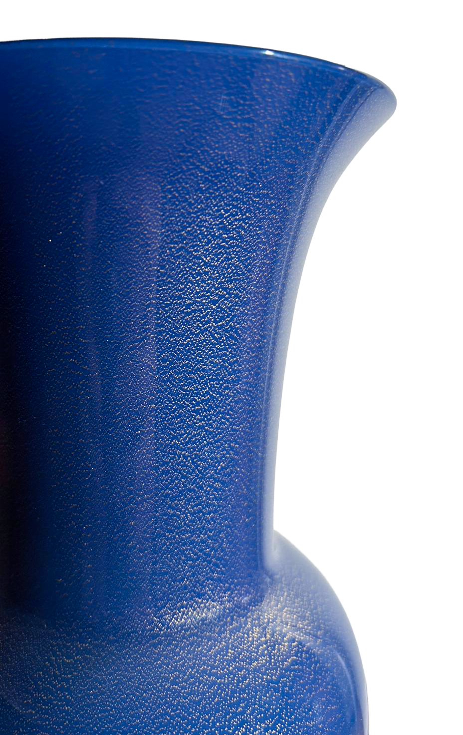 Vaso Aurato turchese in vetro di Murano opalino blu e foglia oro