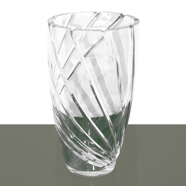 Cut and carved crystal vase