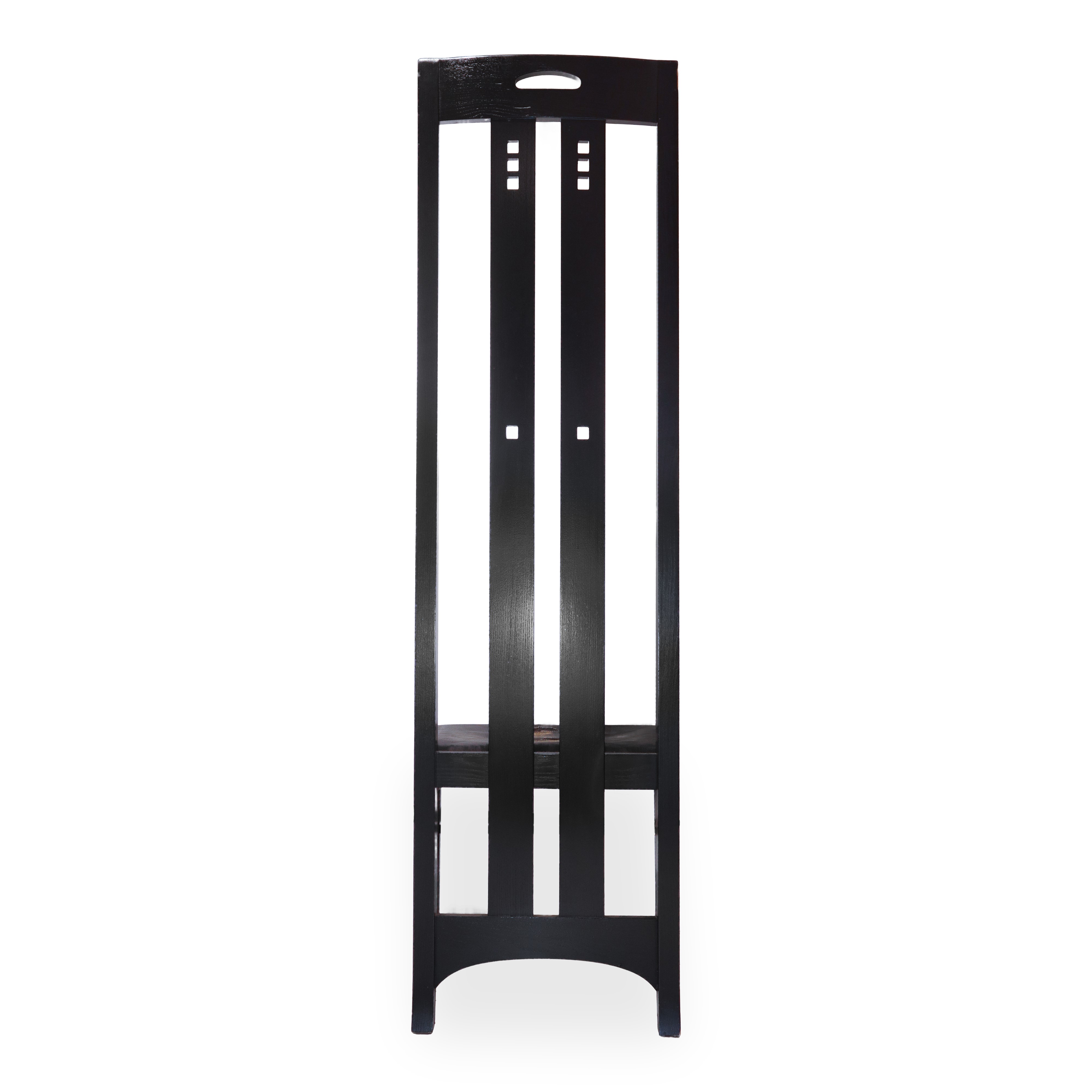 Sedia Mackintosh in legno nero ebanizzato con spalliera alta