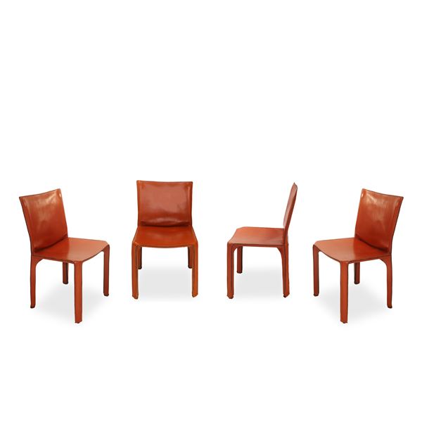 Mario Bellini per Cassina - No. 4 Cab 412 model chairs in leather