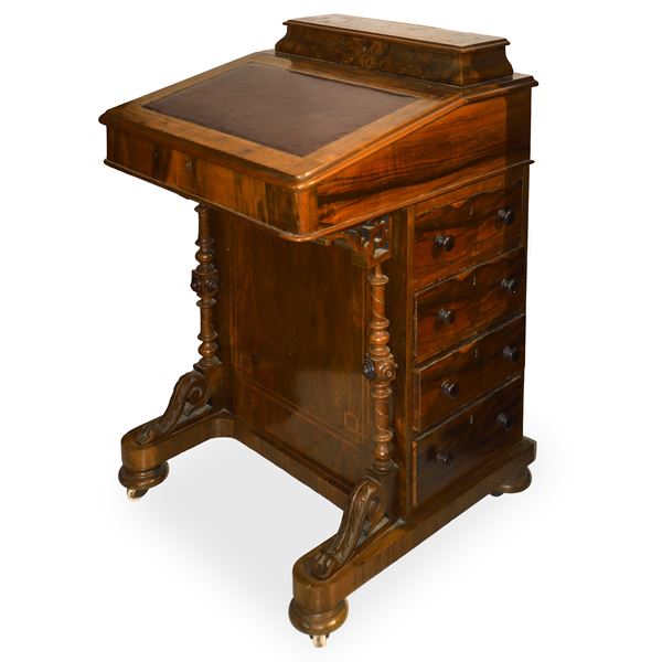 Piccola Scrivania Davenport in legno di noce