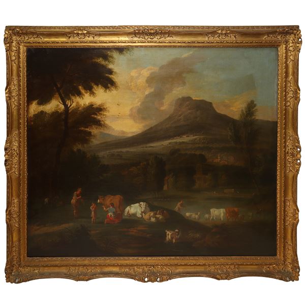 Charles Catton - Italian landscape with shepherds