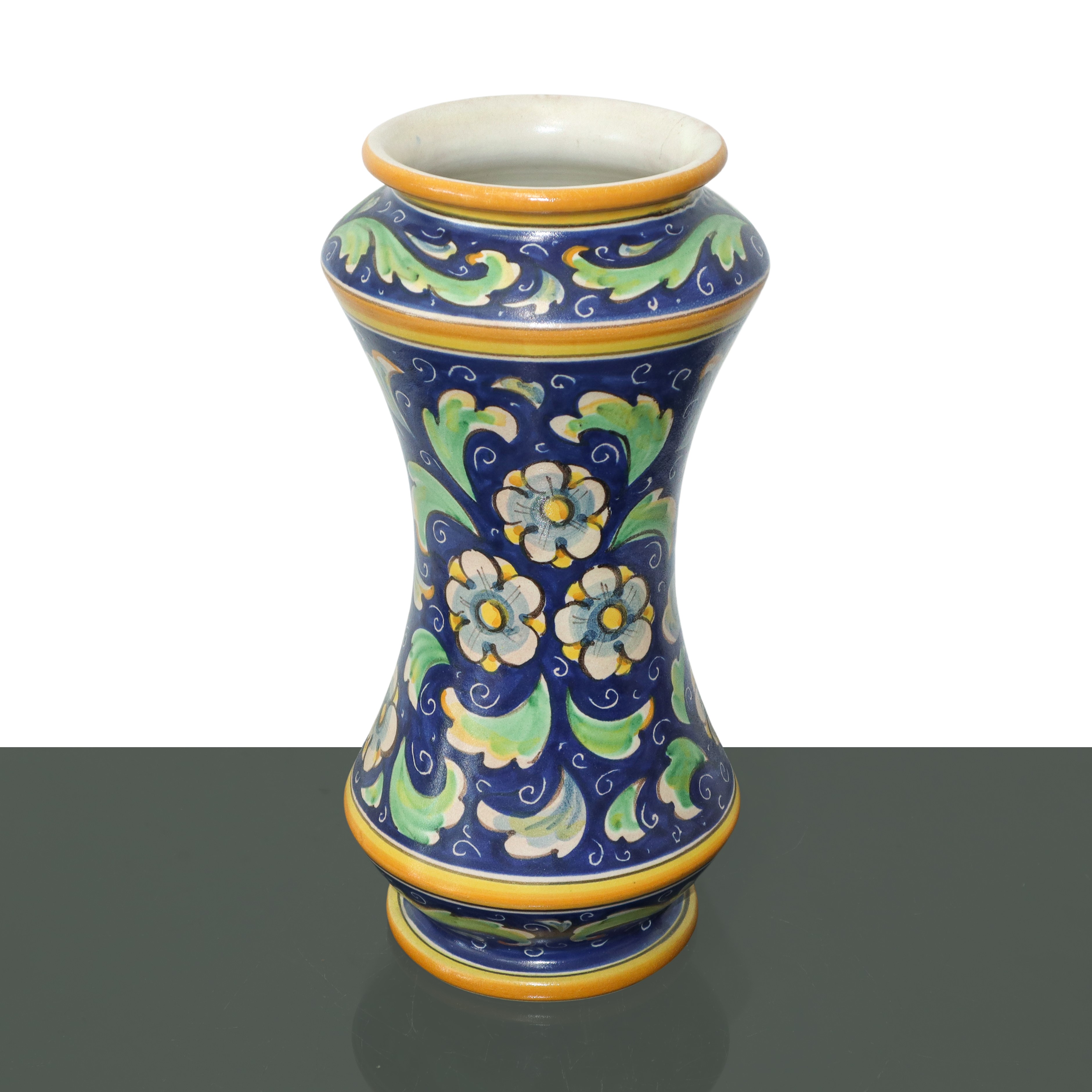 Albarello in maiolica di Caltagirone dipinta policroma