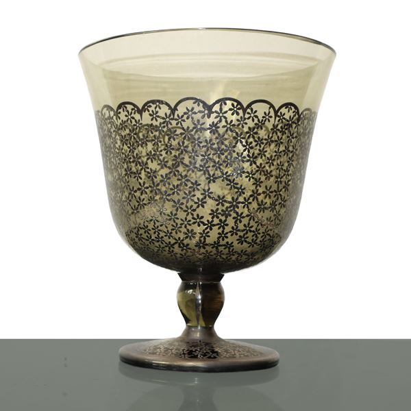 Glass cup vase with decorations