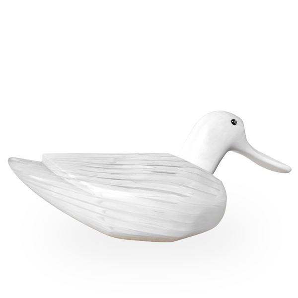 Toni Zuccheri per Venini - A colorless Murano glass duck with milky-white canework. A sculpture from the "Bestiary" series.