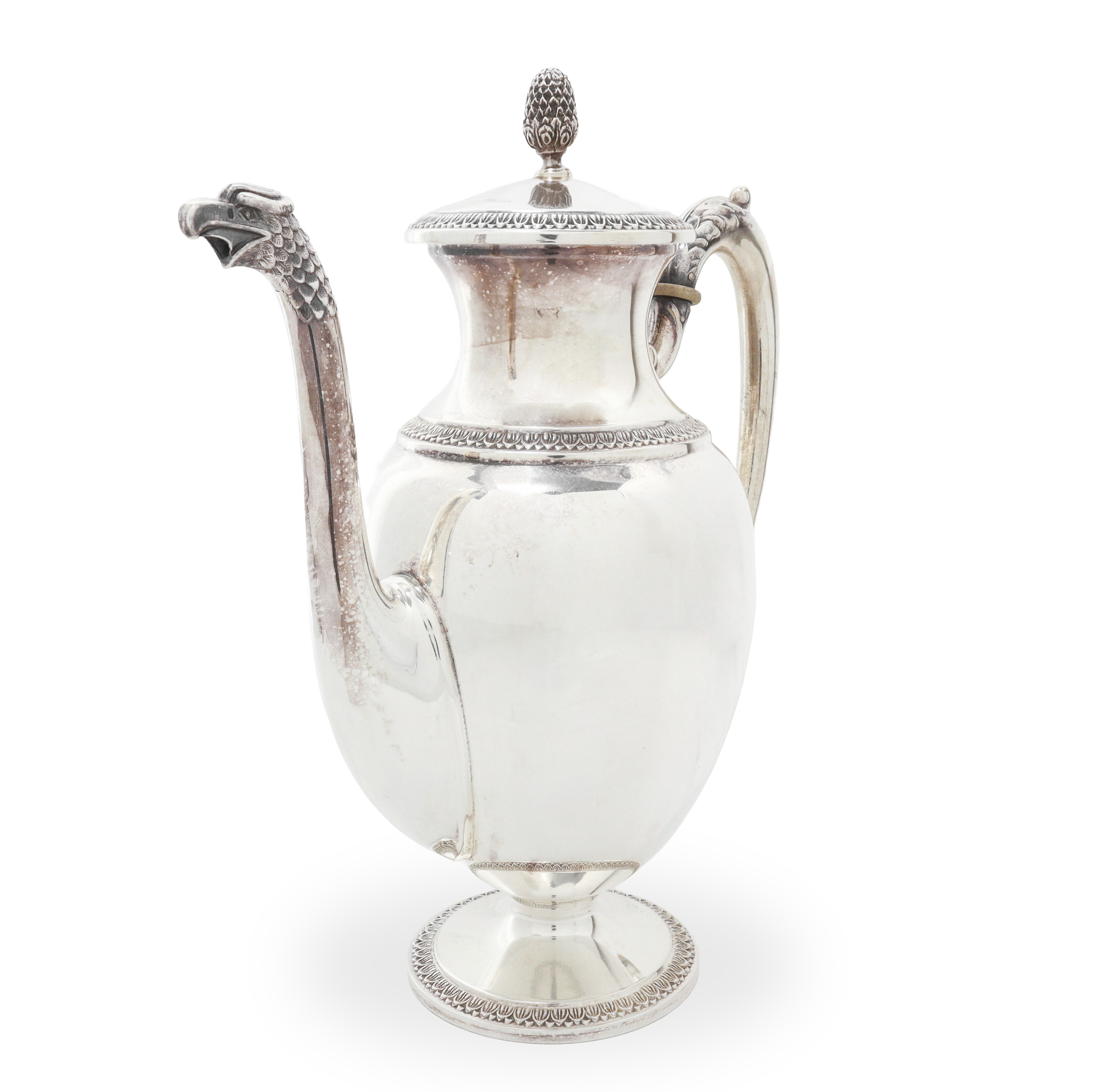 Servizio da tè e caffè in argento 800 stile impero con vassoio