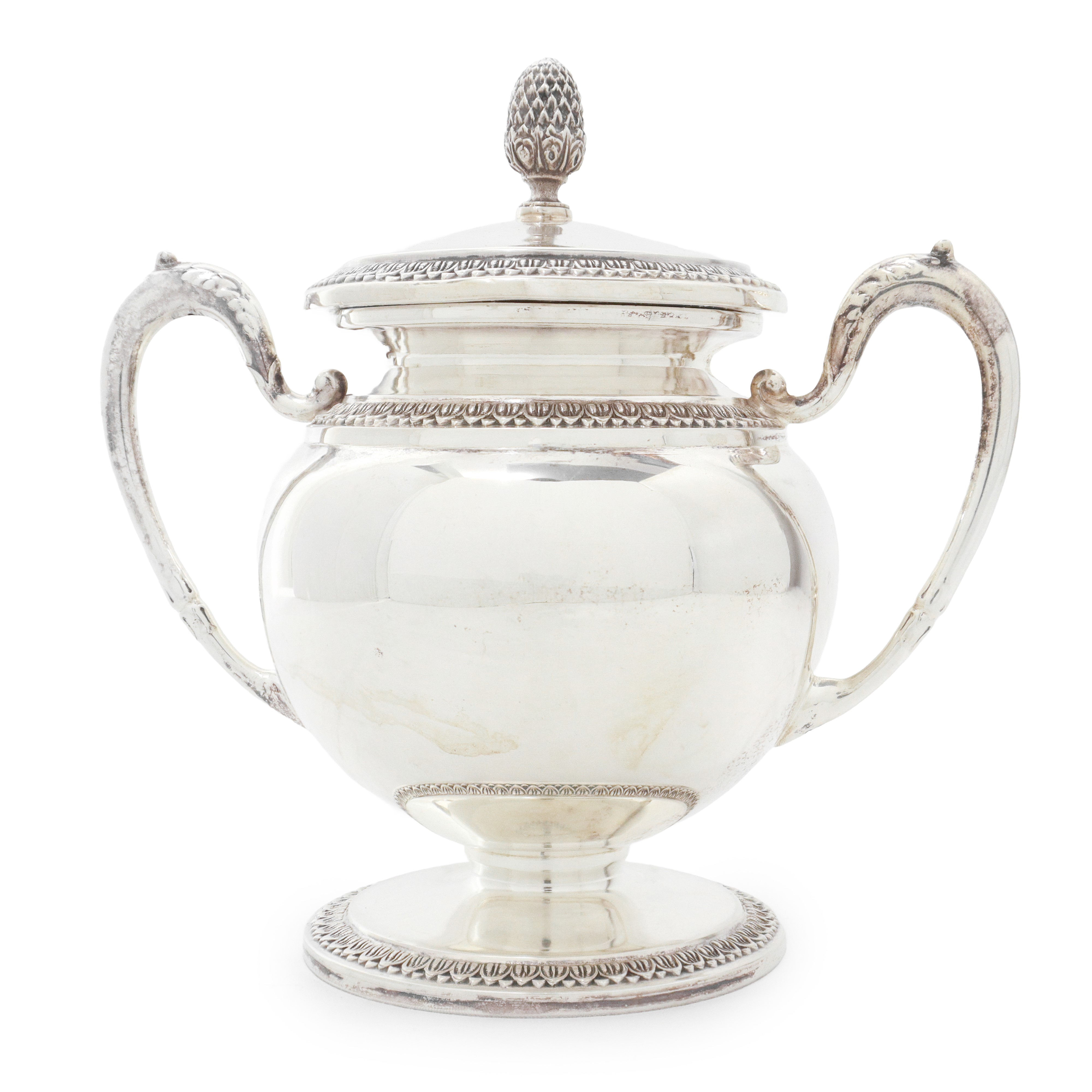 Servizio da tè e caffè in argento 800 stile impero con vassoio