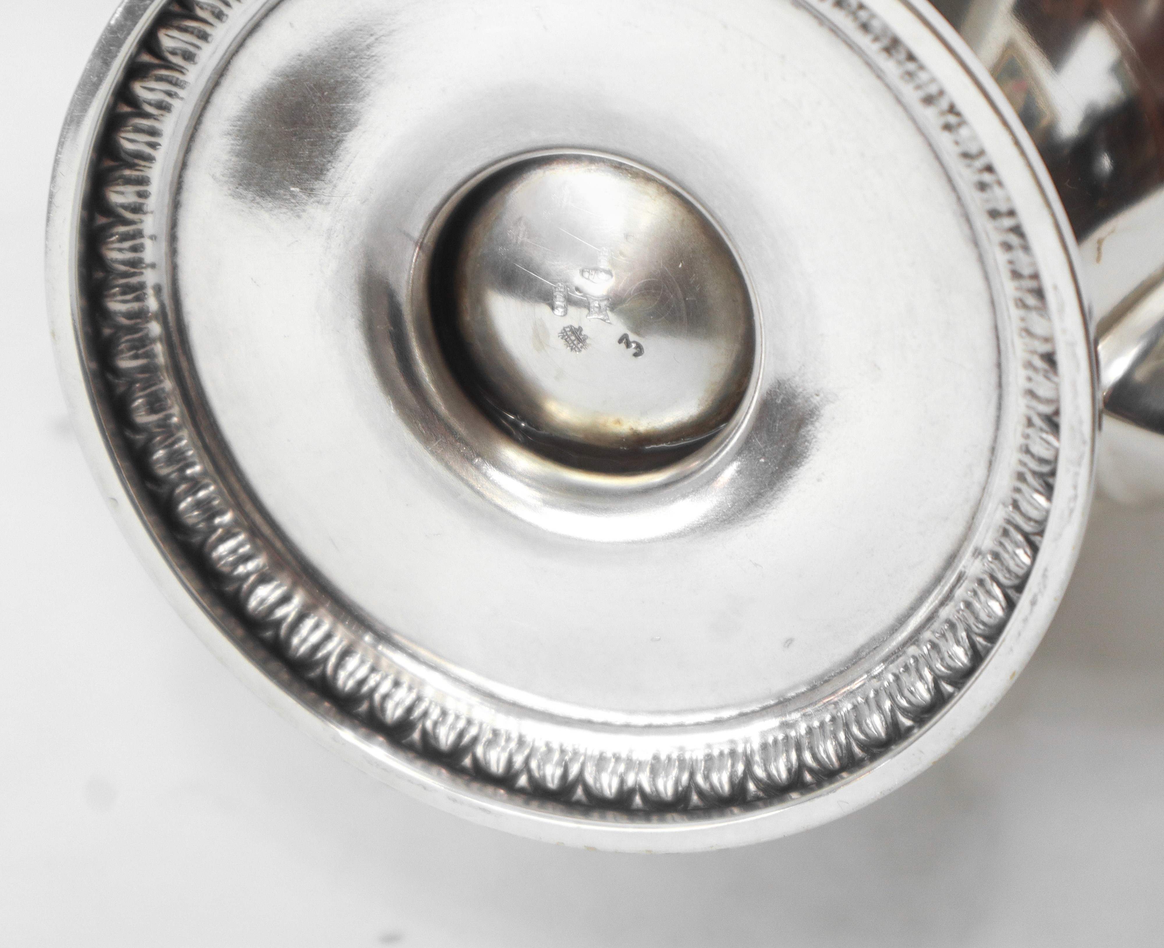 Servizio da tè e caffè in argento 800 stile impero con vassoio