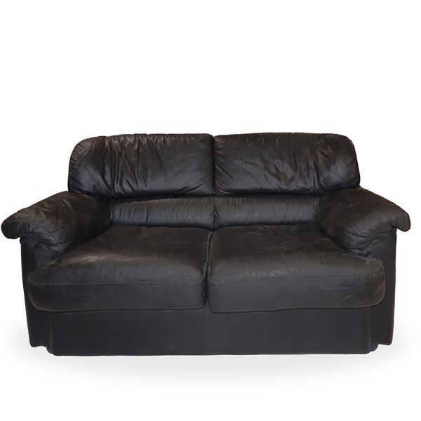Black leather sofa
