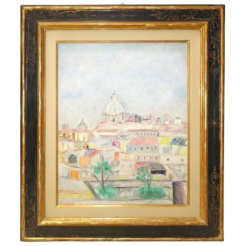 Veduta di paese con cupola