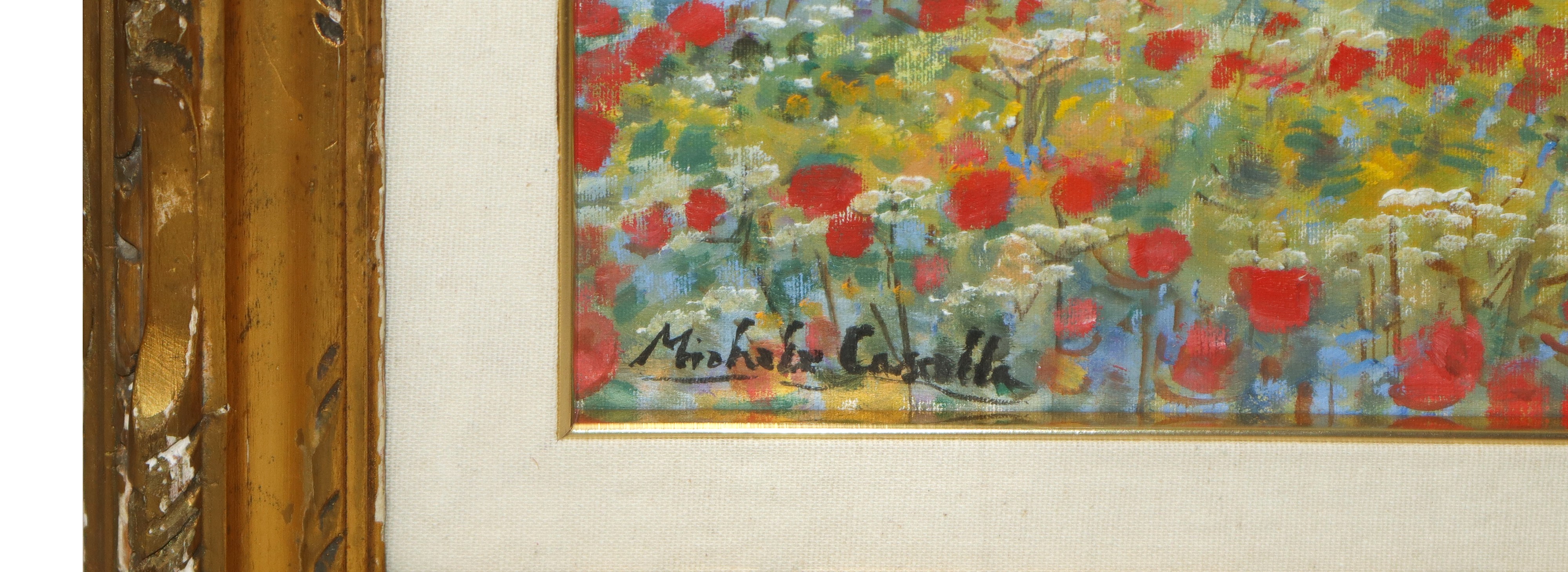 Paesaggio (campo di papaveri con veduta di paese)