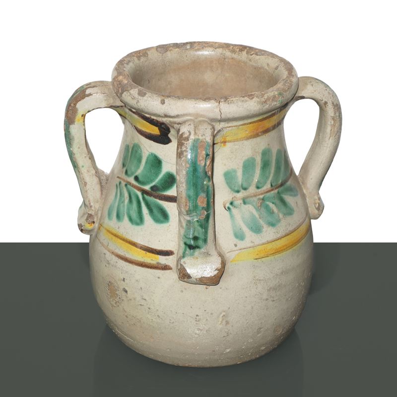 Vaso in maiolica di Caltagirone dipinto policromo
