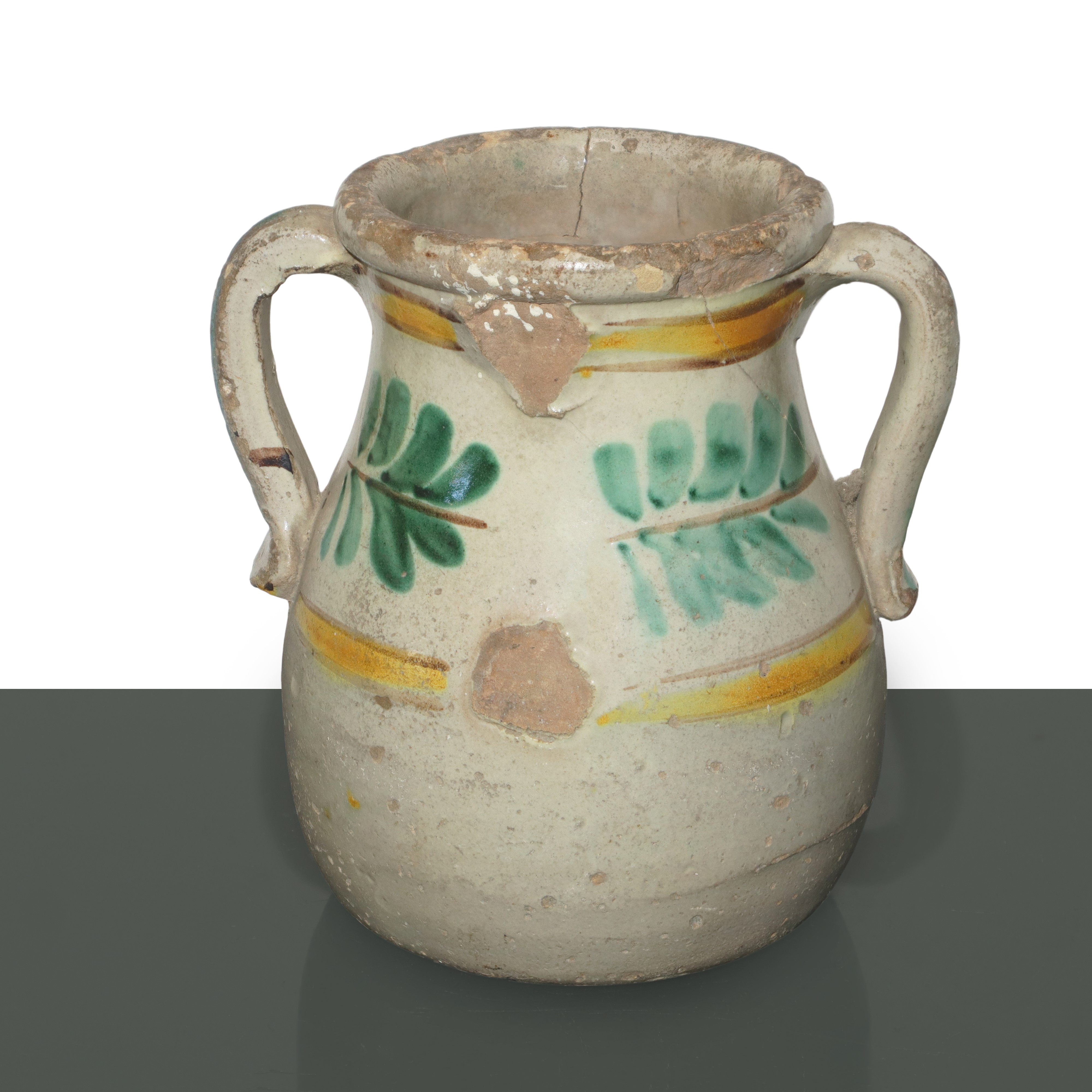 Vaso in maiolica di Caltagirone dipinto policromo