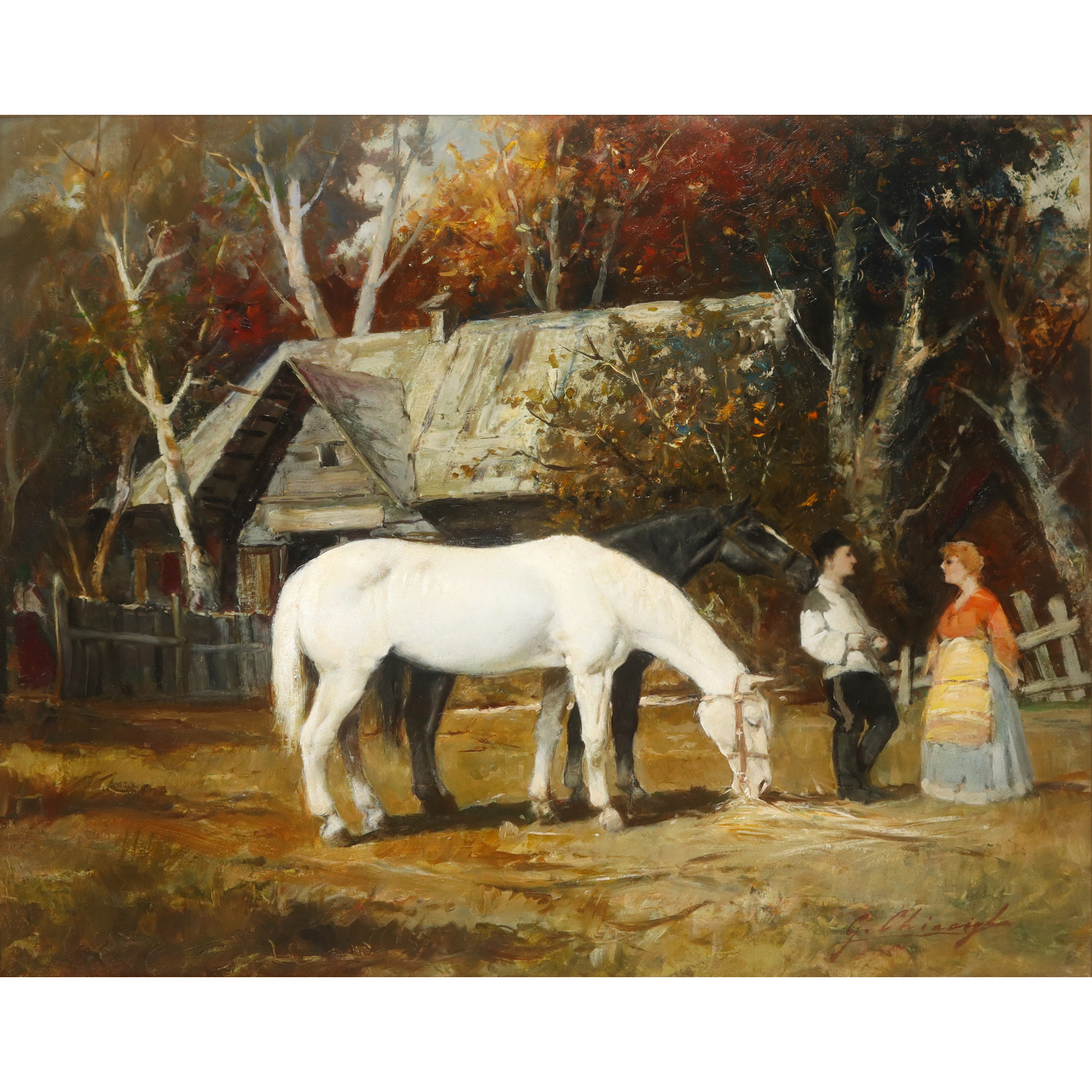 Paesaggio con cavalli e personaggi